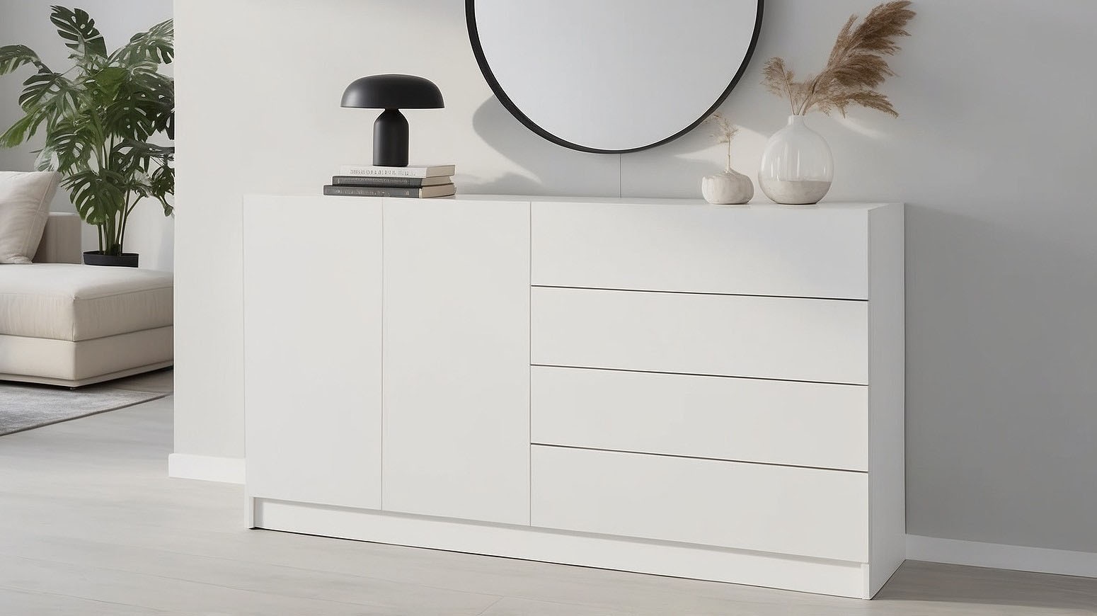borchardt Möbel Sideboard »Vaasa, Kommode mit 2 Türen und 4 Schubkästen auf Kugelführungen« Sideboard Breite 152 cm, Höhe 79 cm, mit Push-to-open-Funktion