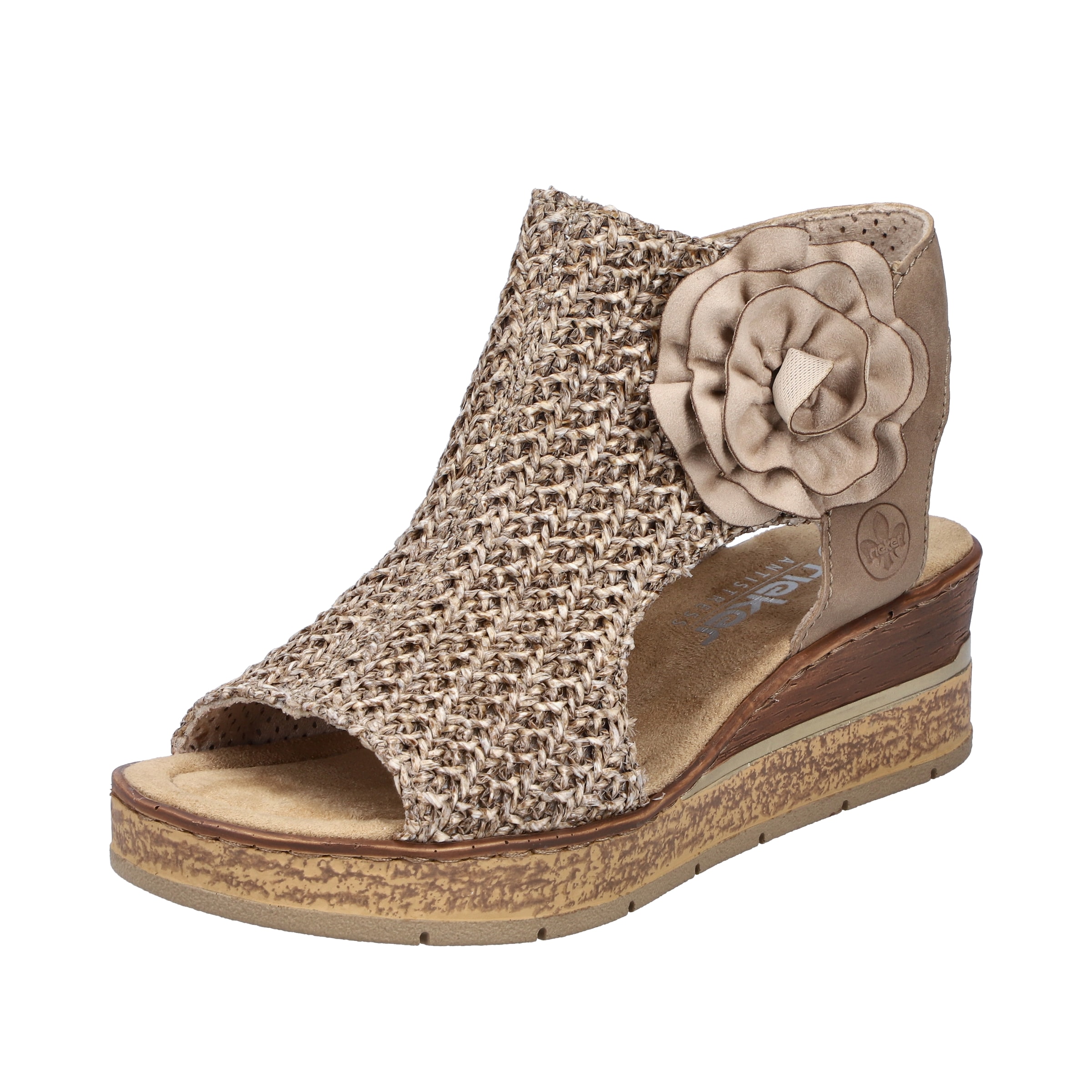 Rieker  Sandale compensée, chaussure d'été, sandalette à plateforme avec fleur