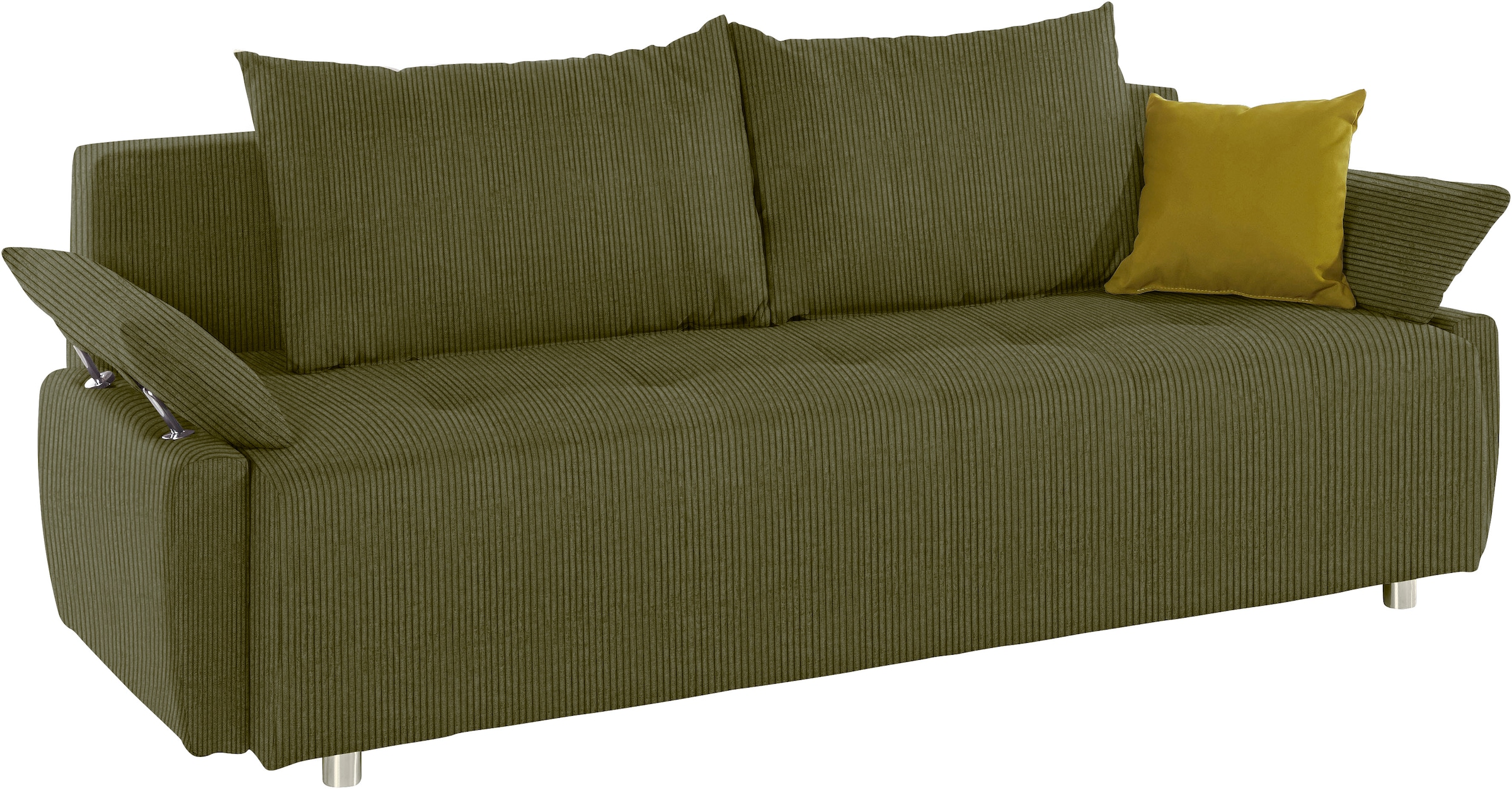COLLECTION AB Canapé-lit »Funtastic, B: 212 cm, Liegel. 145x187 cm« Bettfunktion, Bettkasten, Armteilverstellung & 1 Zierkissen, Federkern