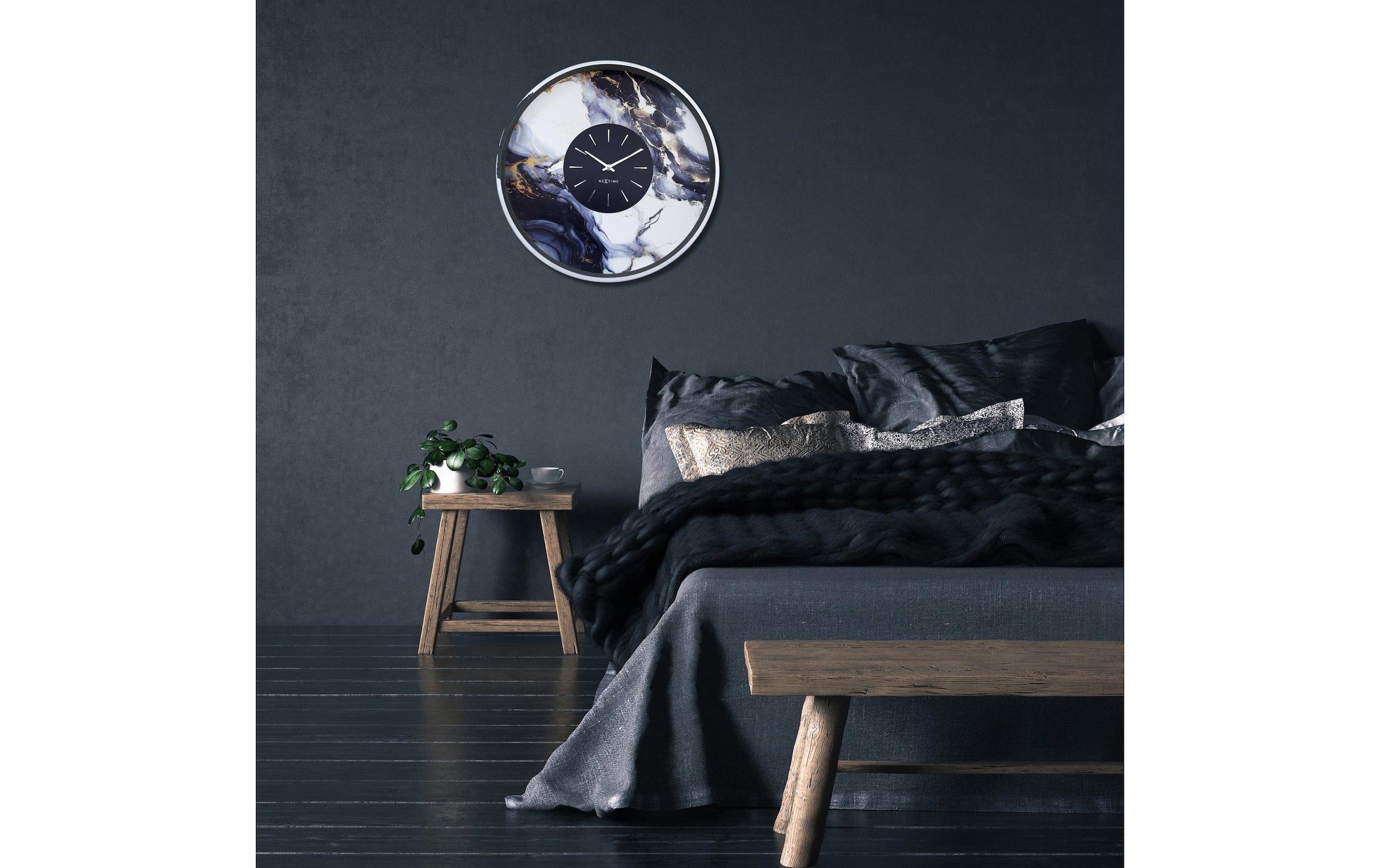 NEXTIME Horloge murale »Marble Duo«