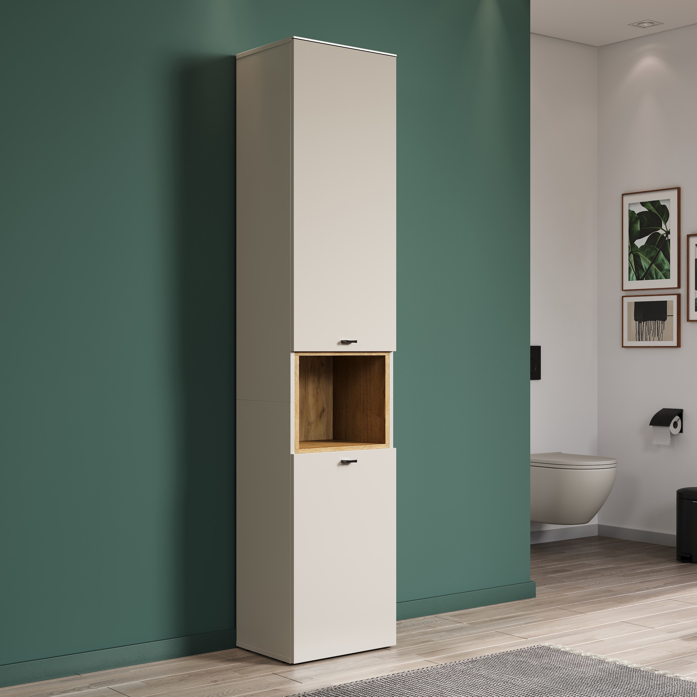 welltime Armoire haute »San Pedro« 1 cuis tlg. Badezimmerschrank mit Soft-Close-Funktion - Masse (B/T/H) 40/31/186 cm