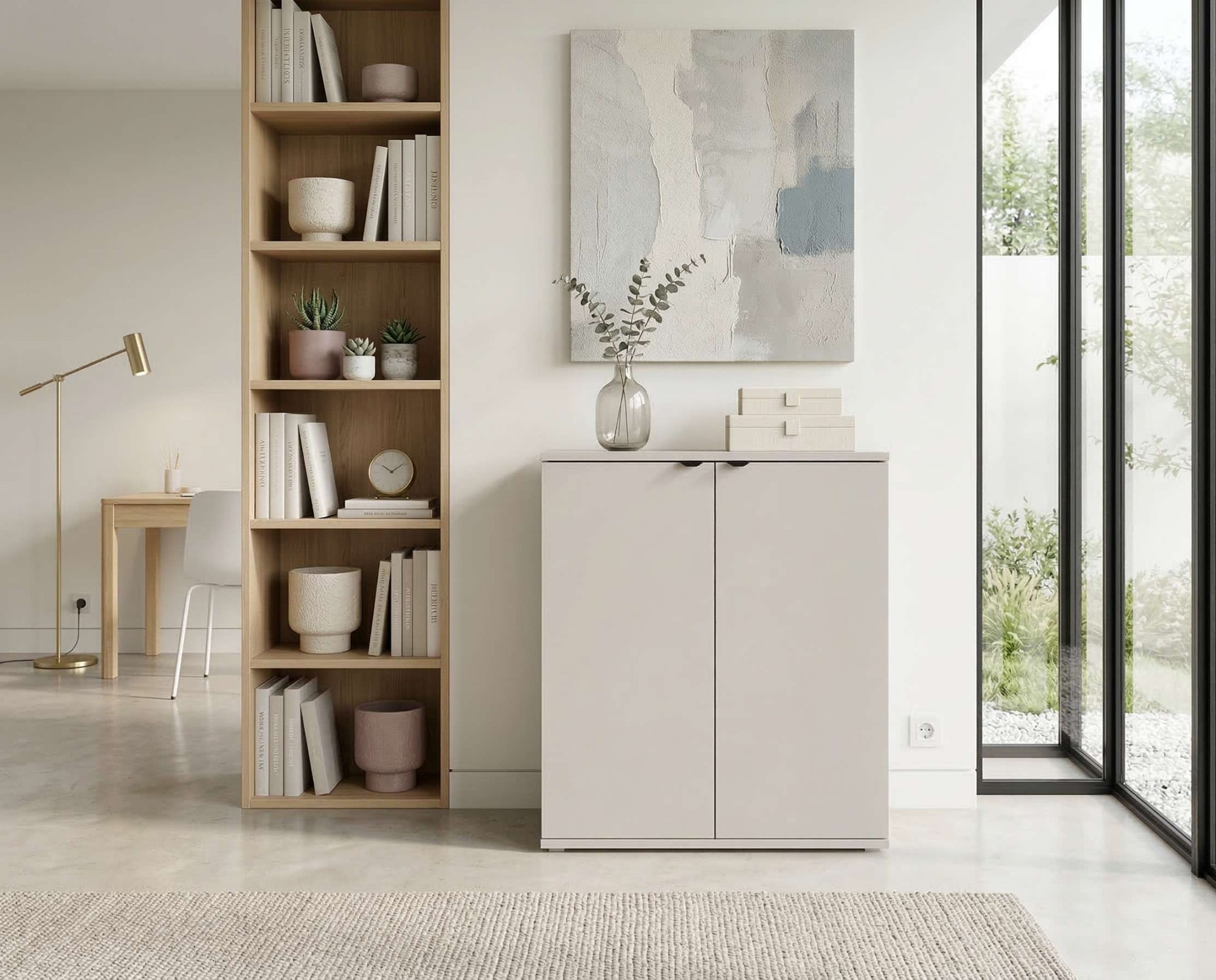 Home affaire Kommode »THALIANA Sideboard mit 2 Türen, modernes Design, Breite 60 cm« Schrank in 3 Farben erhältlich, schwarze Metallgriffe, viel Stauraum