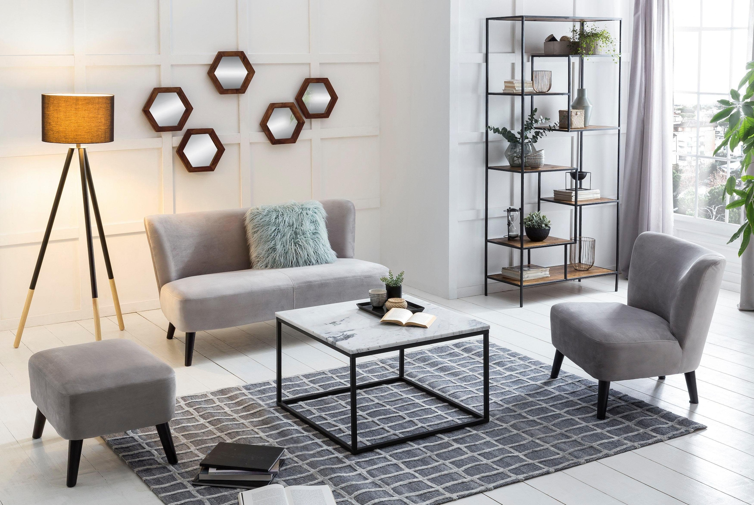 SIT Couchtisch »Wien aus Marmor mit Metallgestell – quadratisches Design« Echter Marmor mit gerader Kante & stabilem Metallgestell