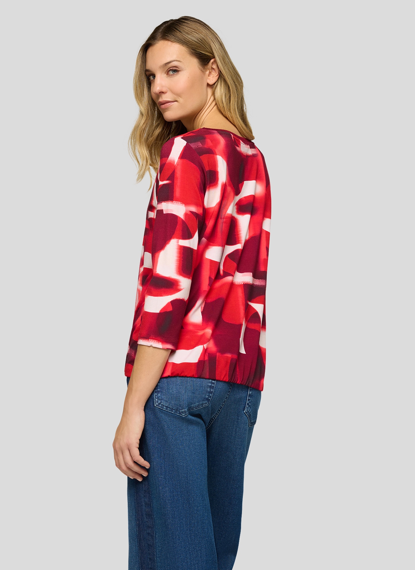 Rabe T-shirt à manches 3/4 mit grafischem Muster und Glitzer-Rundhals