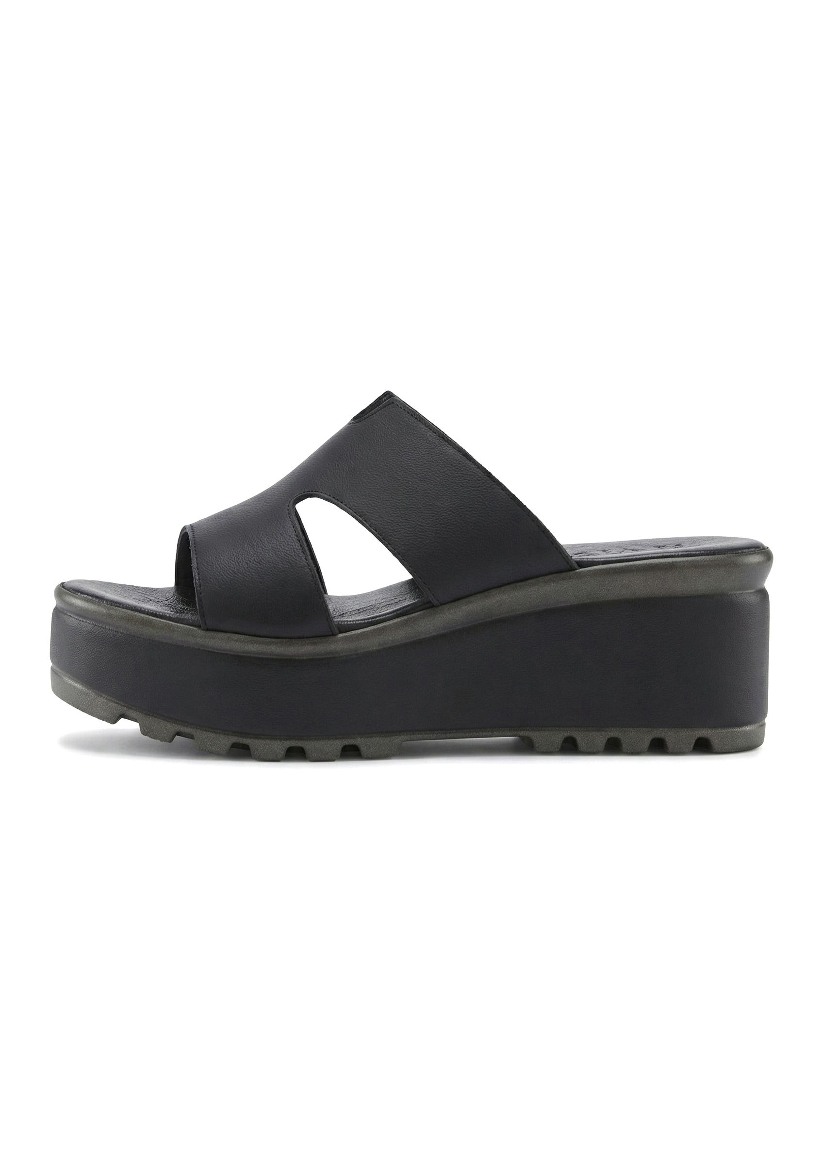 LASCANA Pantolette »Sandale, Sommerschuh, Mule, offener Schuh,«  NEU aus Leder mit Keilabsatz