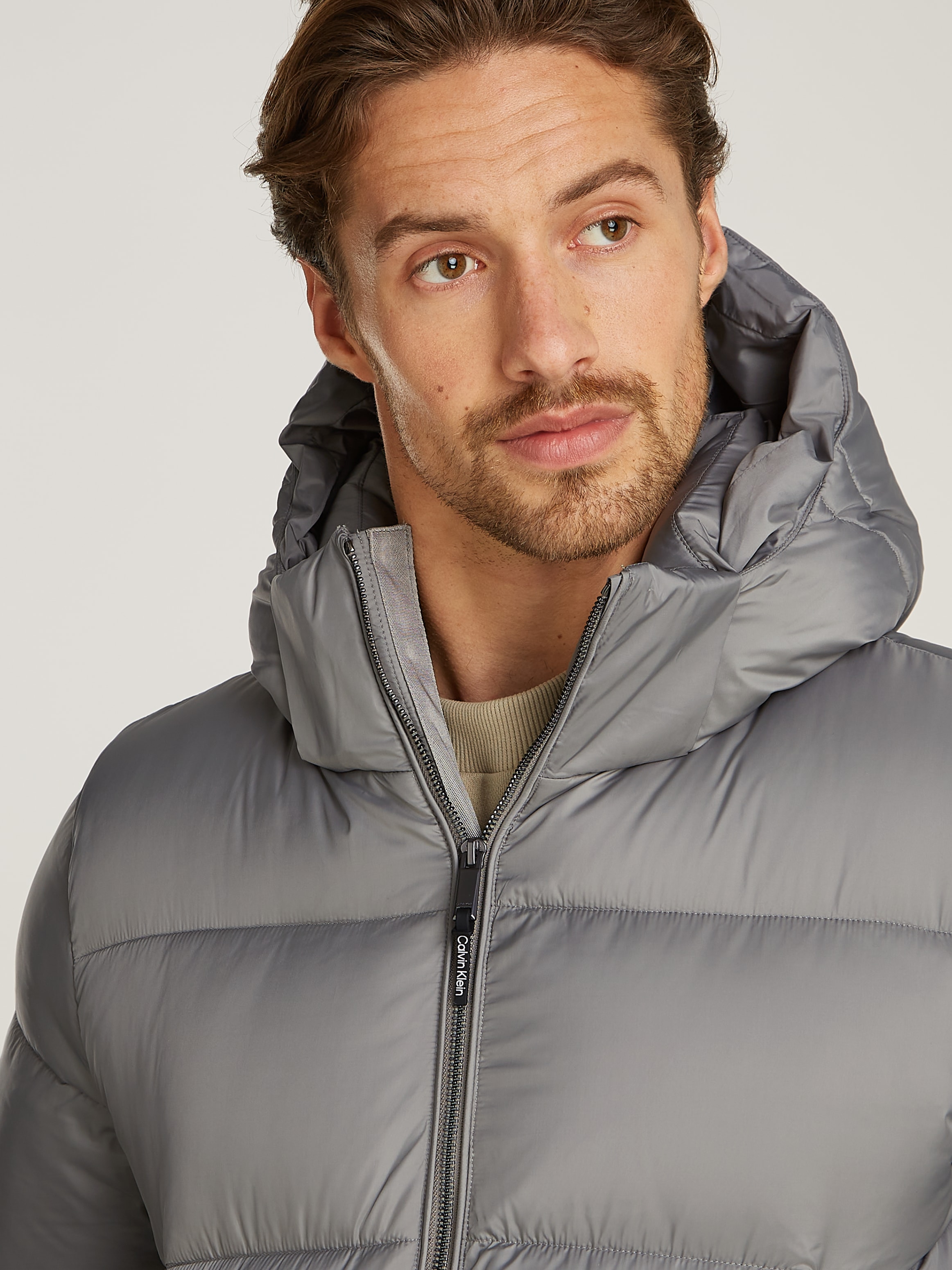 Calvin Klein Veste d'extérieur »HOODED QUILT PUFFER MW« mit Kapuze mit Logopatch