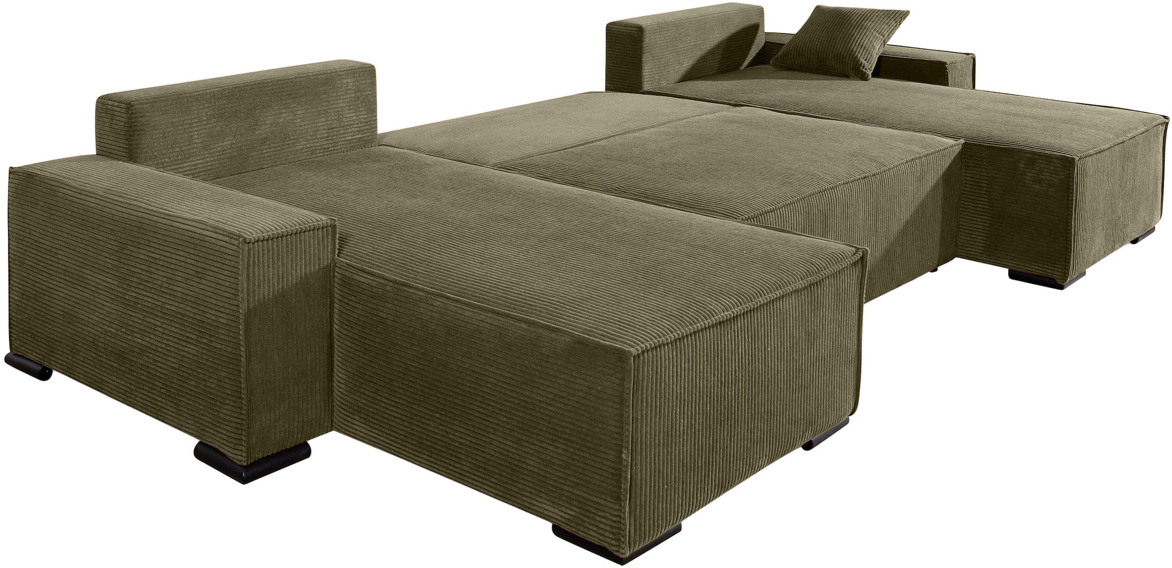 COLLECTION AB Paysage de salon »Manhattan U-Form, B: 313 cm, in Breit- oder Normalcord« fonction lit, coffre-lit & coussins décoratifs, ressorts ensachés