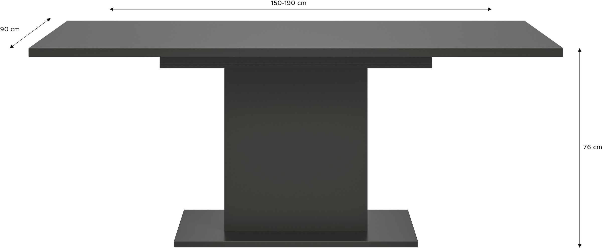 Home affaire Esstisch »Motus, ausziehbar 150 -190 cm, inklusive 40 cm Einlegeplatte« Set, 1 Stk. tlg. Säulengestell mit Bodenplatte, Tisch, Küchentisch, Esszimmer, Küche