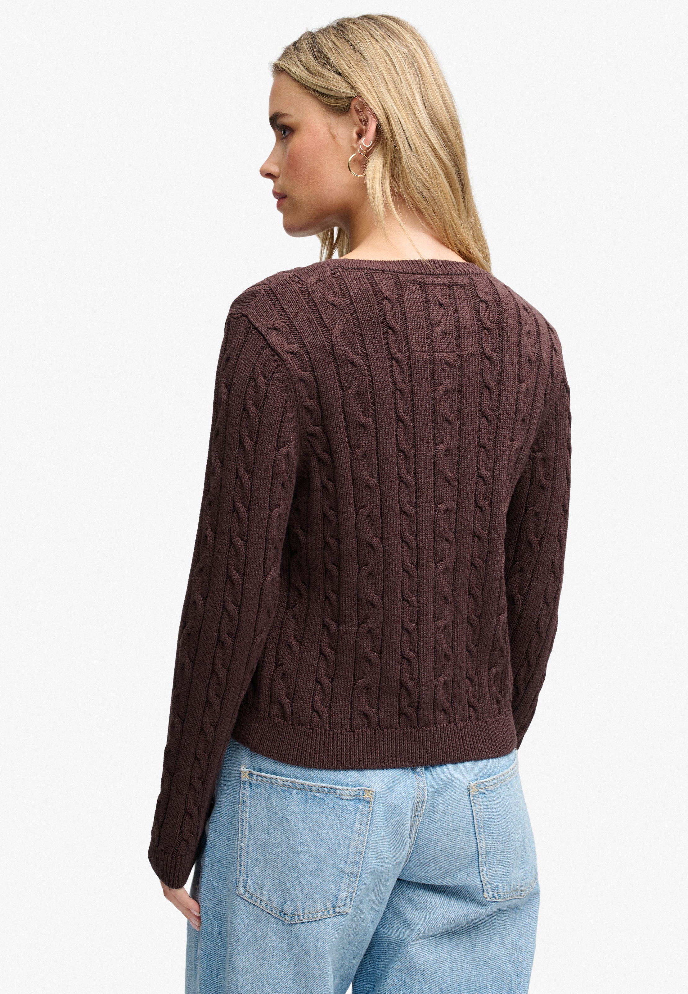 Superdry Pull en tricot »ESSENTIALS SD&CO CABLE JUMPER« fibre synthétique, coupe décontractée