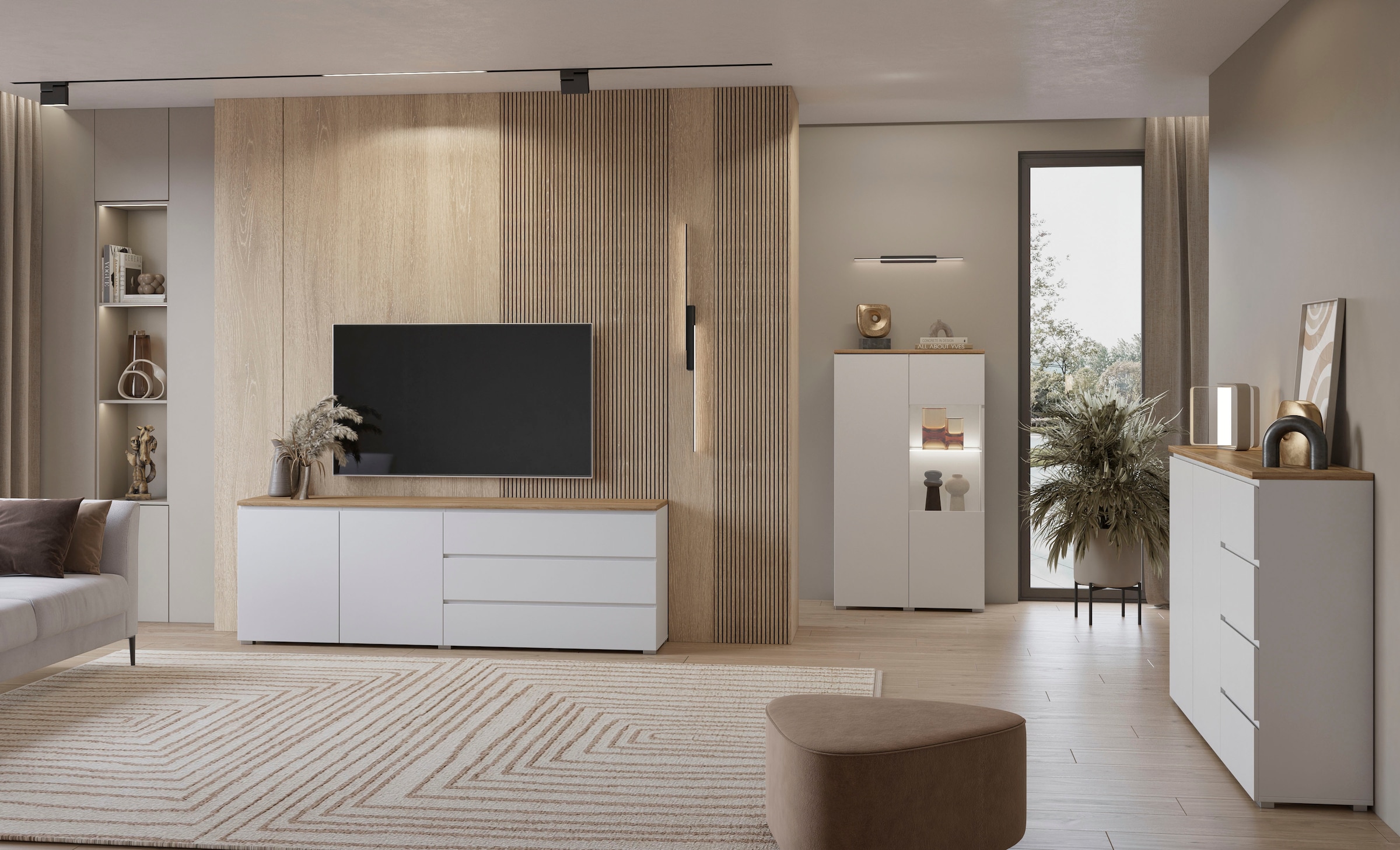 INOSIGN Sideboard »Modo, Breite 200 cm, moderne grifflose Kommode 2Türen/3 SK« Schubladenkommode mit viel Stauraum, Einlegeböden verstellbar