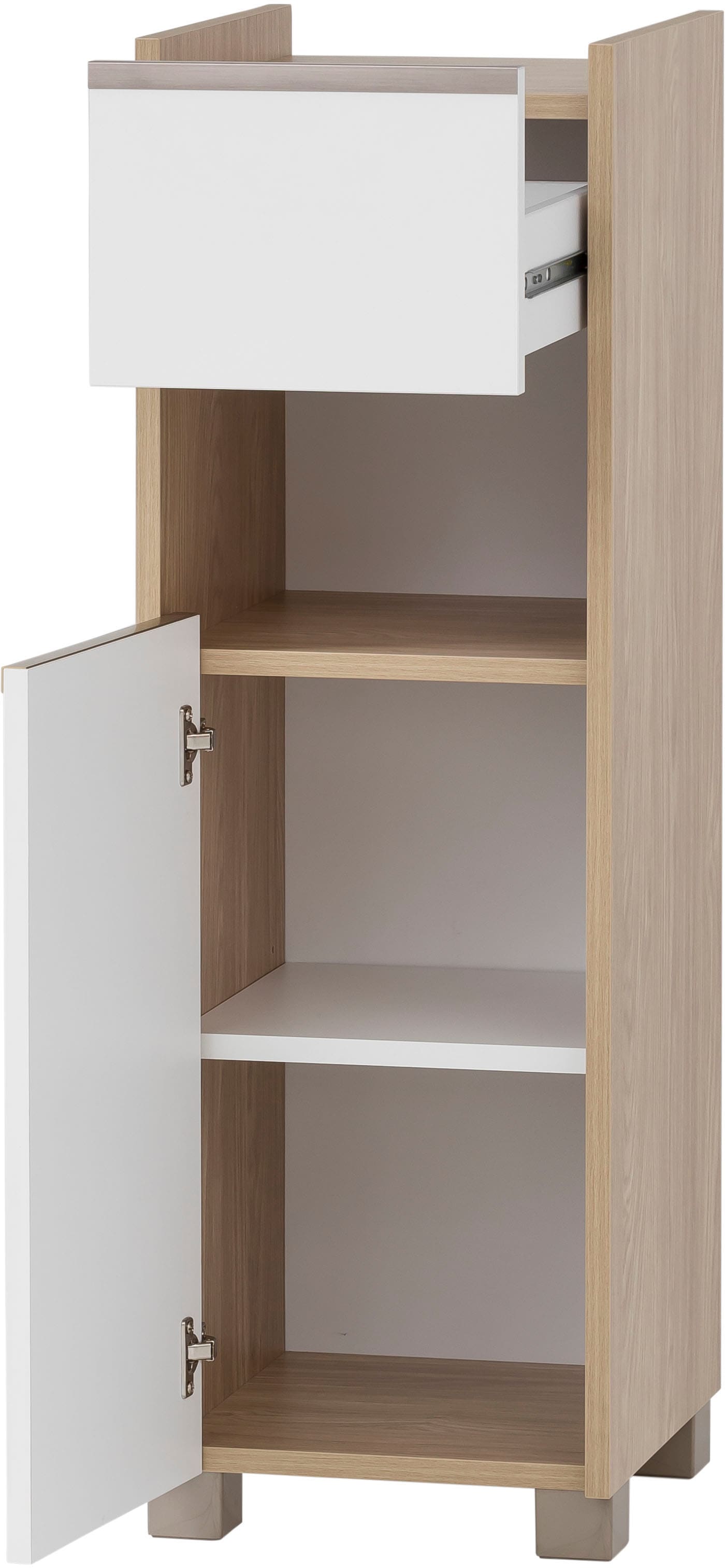 welltime Armoire basse »Juba Breite 30,2 cm« Eiche Hell Dekor mit fühlbarer Holzstruktur, Beschläge aus Metall