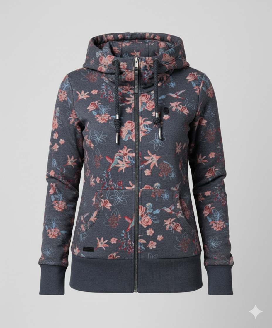 Ragwear Veste sweat »NESKA ZIP FLOWERS O«, mit extra breiten Bündchen
