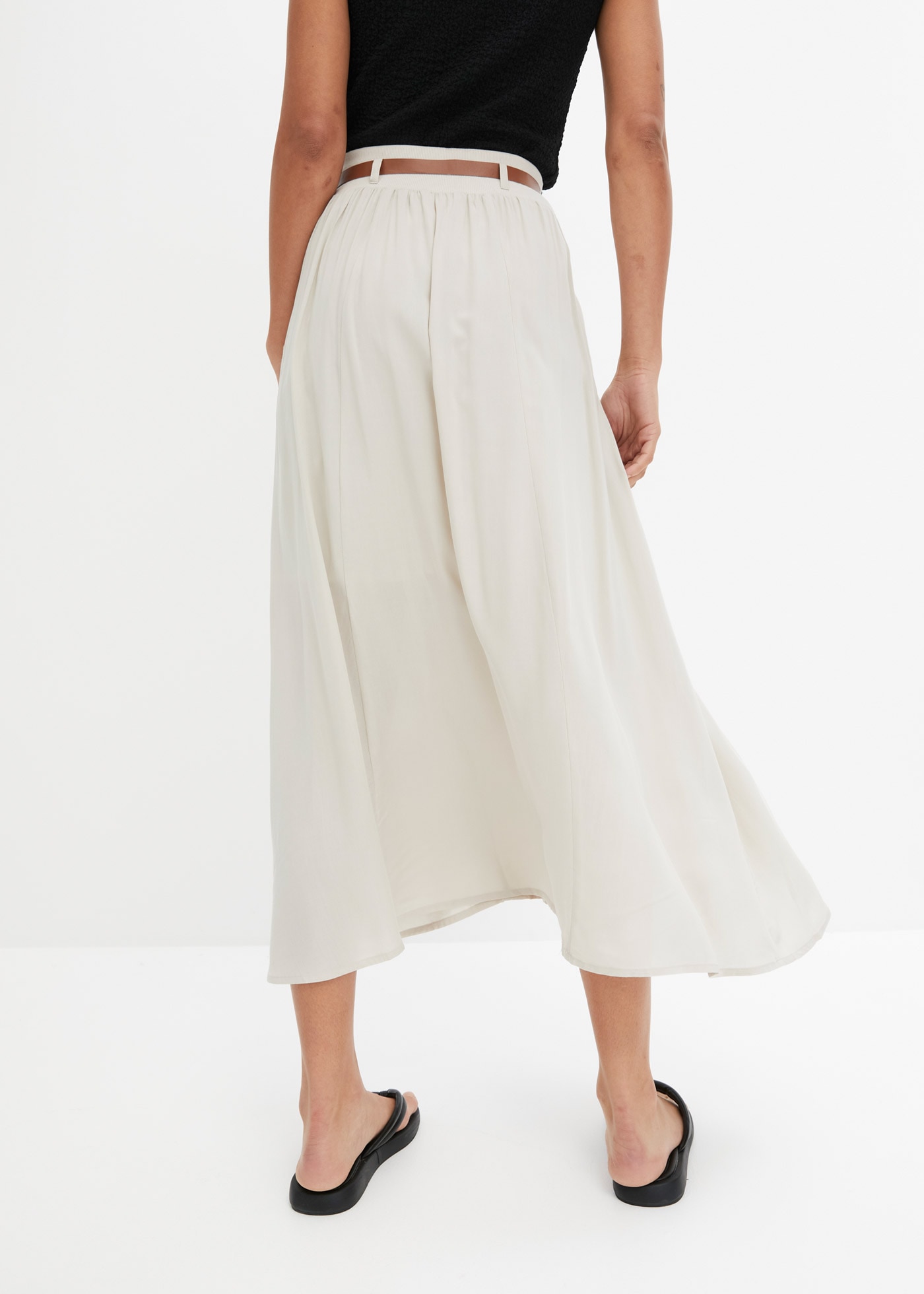 bonprix Maxirock »Maxirock mit Gürtel (2-tlg.Set)« Set, 2 mit Gürtel, Maxilänge, ausgestellte Passform, mit Eingrifftaschen