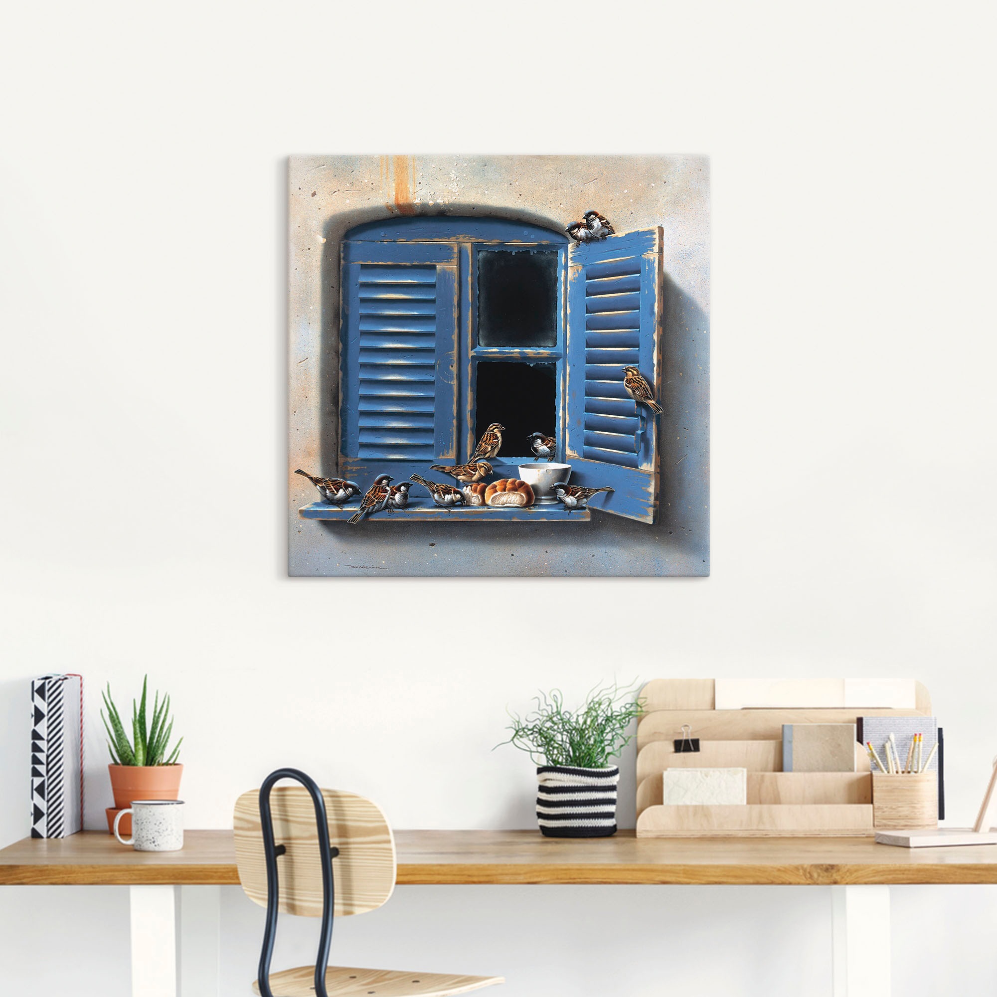 Artland Leinwandbild »Vogelbesuch II« Fenster & Türen 1 Stk. tlg. auf Holzrahmen gespannt