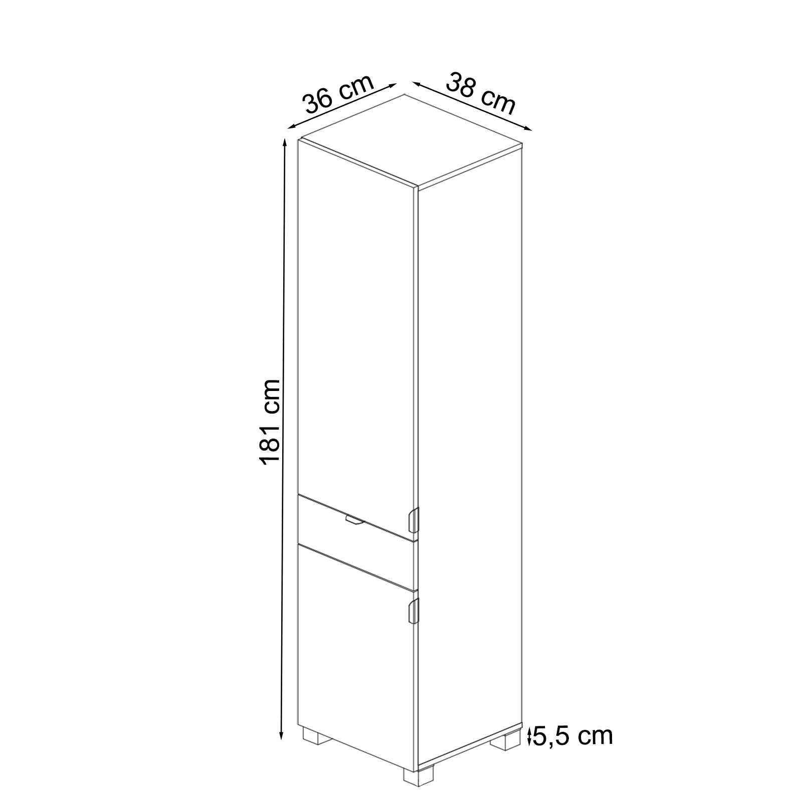 welltime Hochschrank »Lage« Pflegeleichte Oberfläche, viel Stauraum, FSC®-zertifiziert