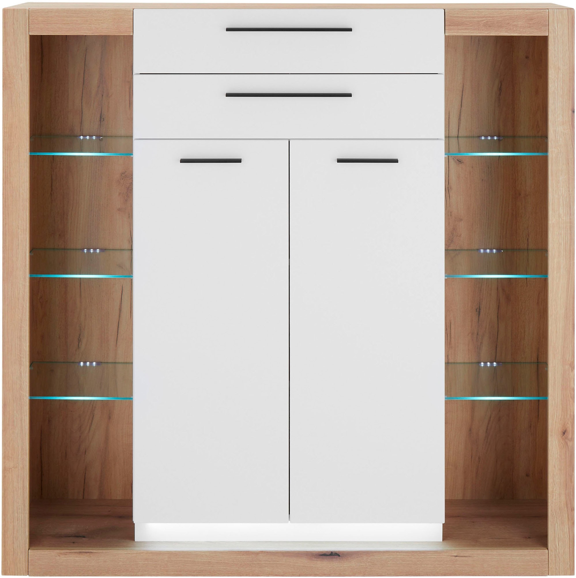 Home affaire Buffet haut »Brixen, moderne Kommode, Stauraumelement in Eiche Evoke Dekor« Metallgriffe, ausreichend Stauraum, vielseitig einsetzbar