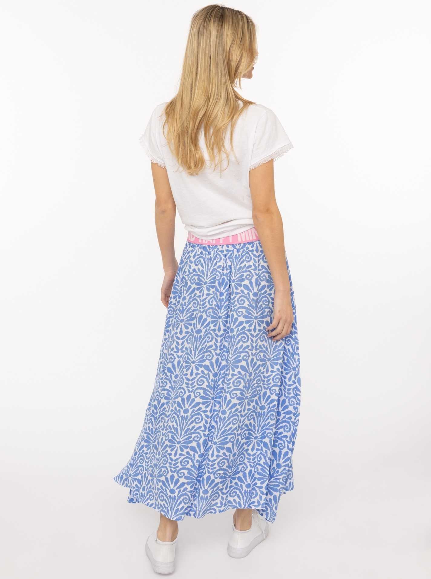 Zwillingsherz Maxi jupe »"Geometric Flowers"« motif floral, élastique avec inscription, matière légère, longueur cheville