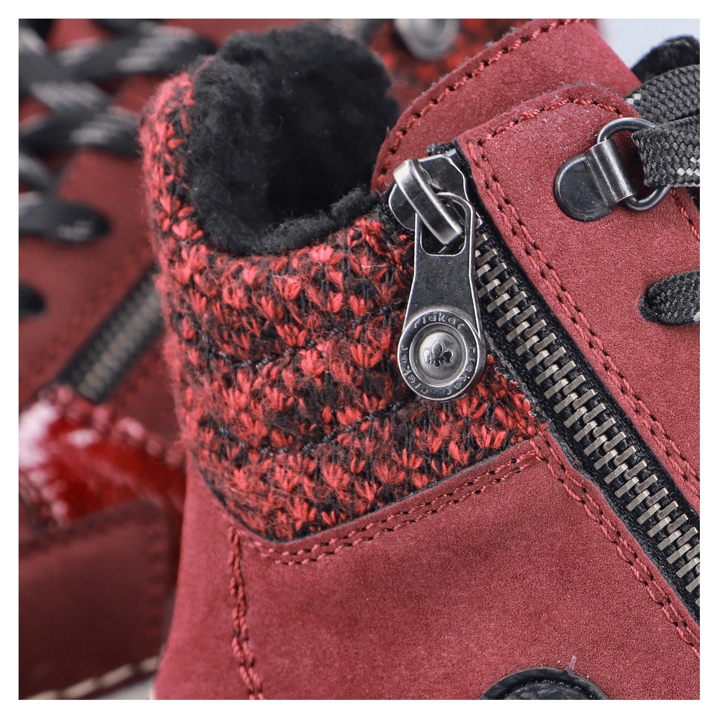 Rieker Bottes d'hiver  Bottines à lacets, boots à lacets avec garniture textile au bord du col