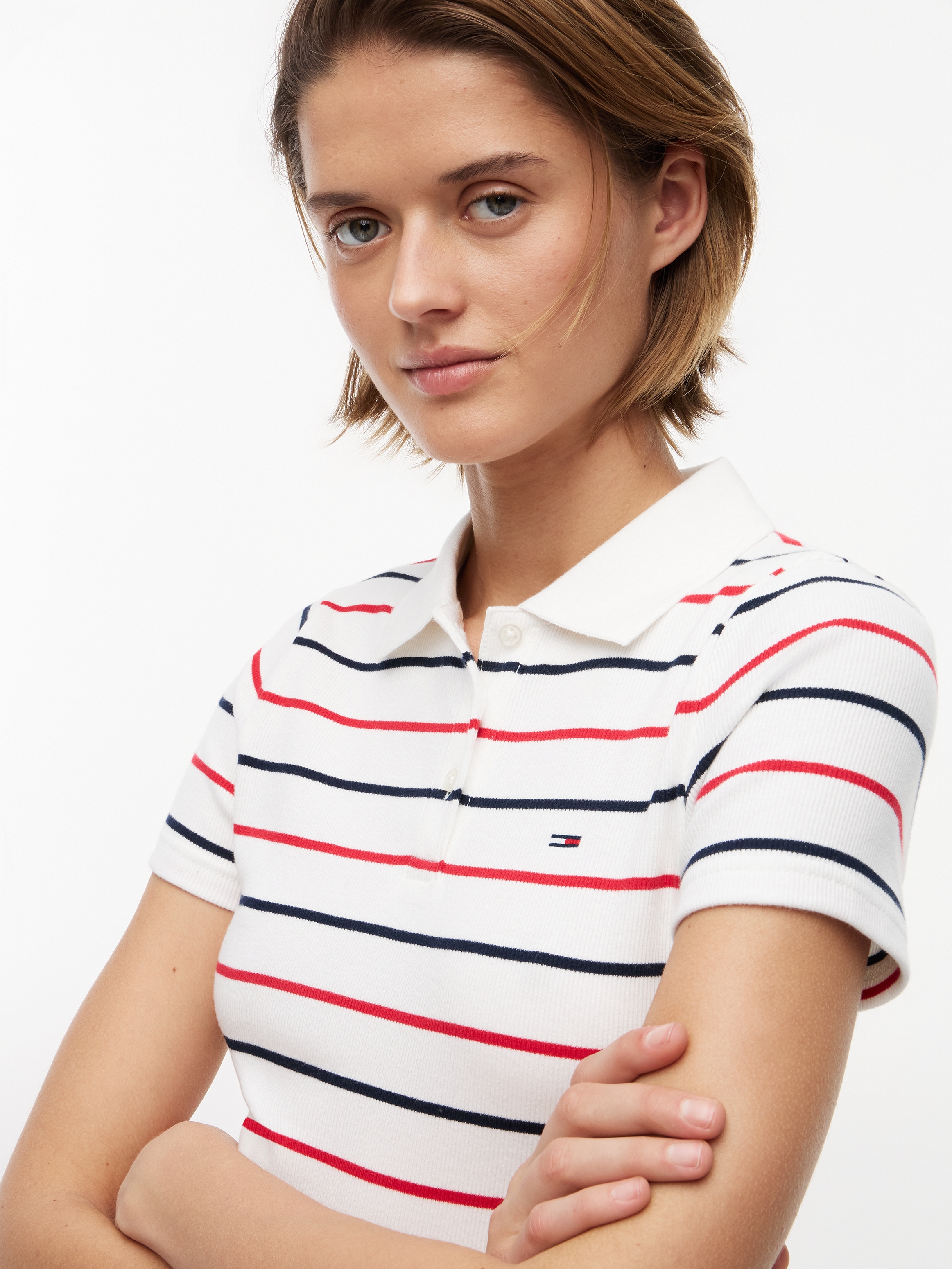 Tommy Jeans Polo »TJW SLIM RIB SS POLO« avec structure côtelée
