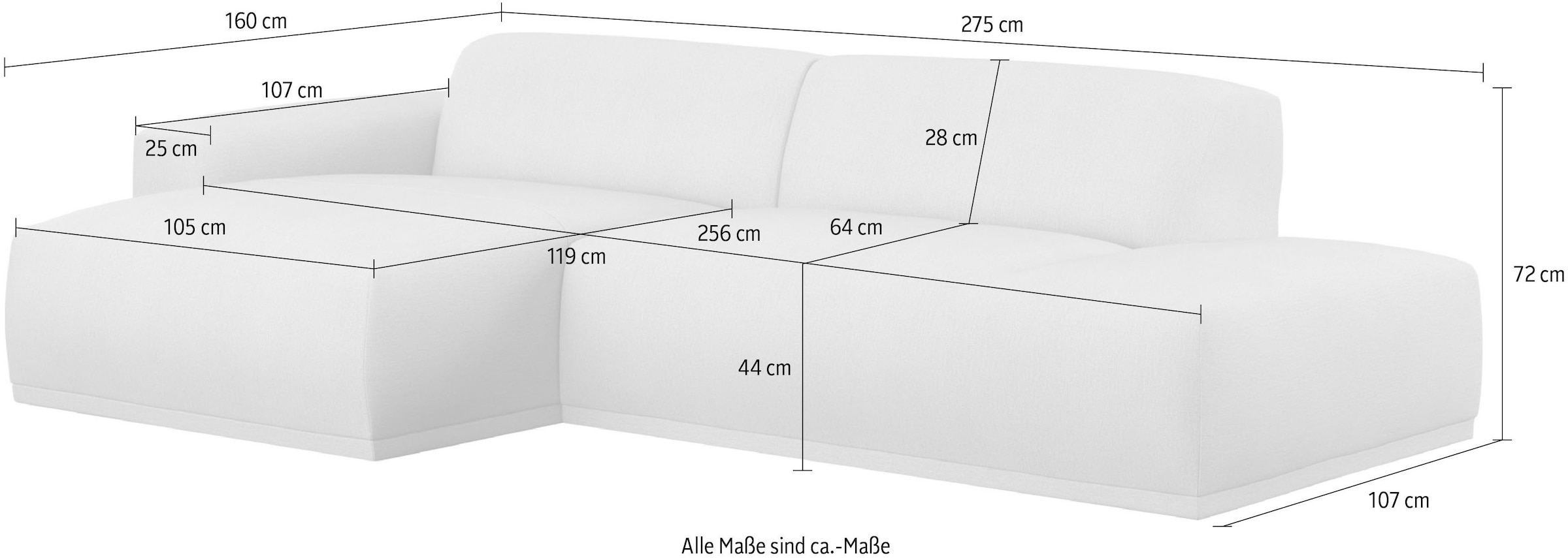 TRENDMANUFAKTUR Canapé d'angle »Braga, mit hochwertigem Kaltschaum, L-Form, Japandi-Design« 40 : canapé moderne, sofa avec grand confort d'assise, 275/72/160 cm (L/H/P)
