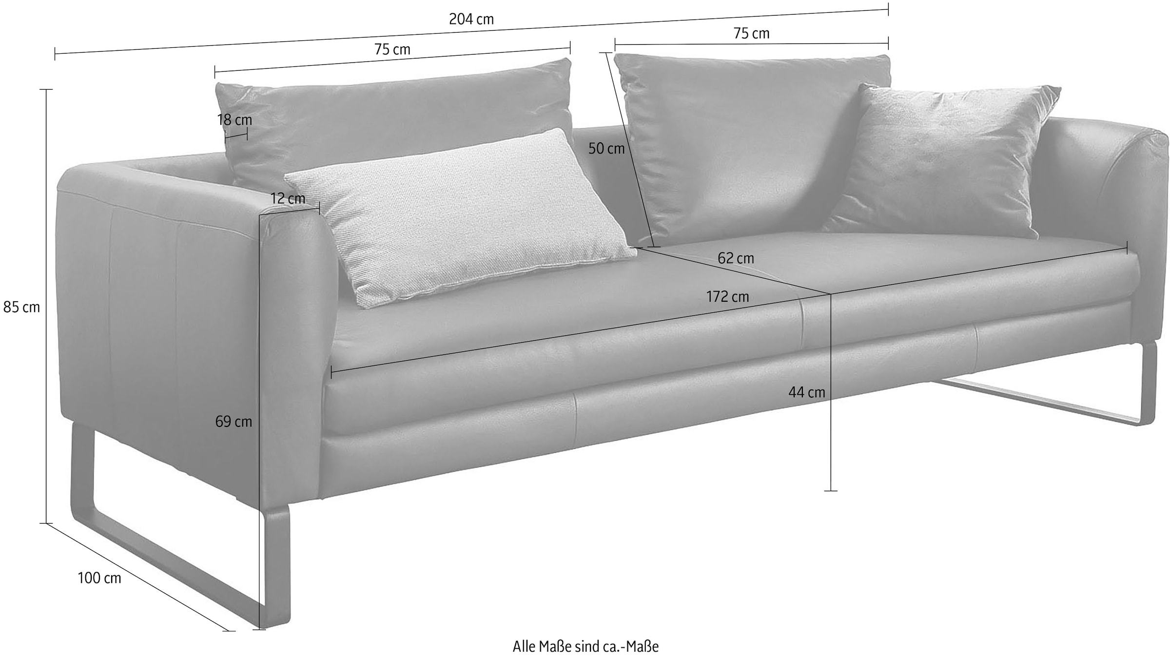 3C Candy 3-places »Avola Designsofa mit Lederbezug, tolle Verarbeitungsdetails« confortable et agréable