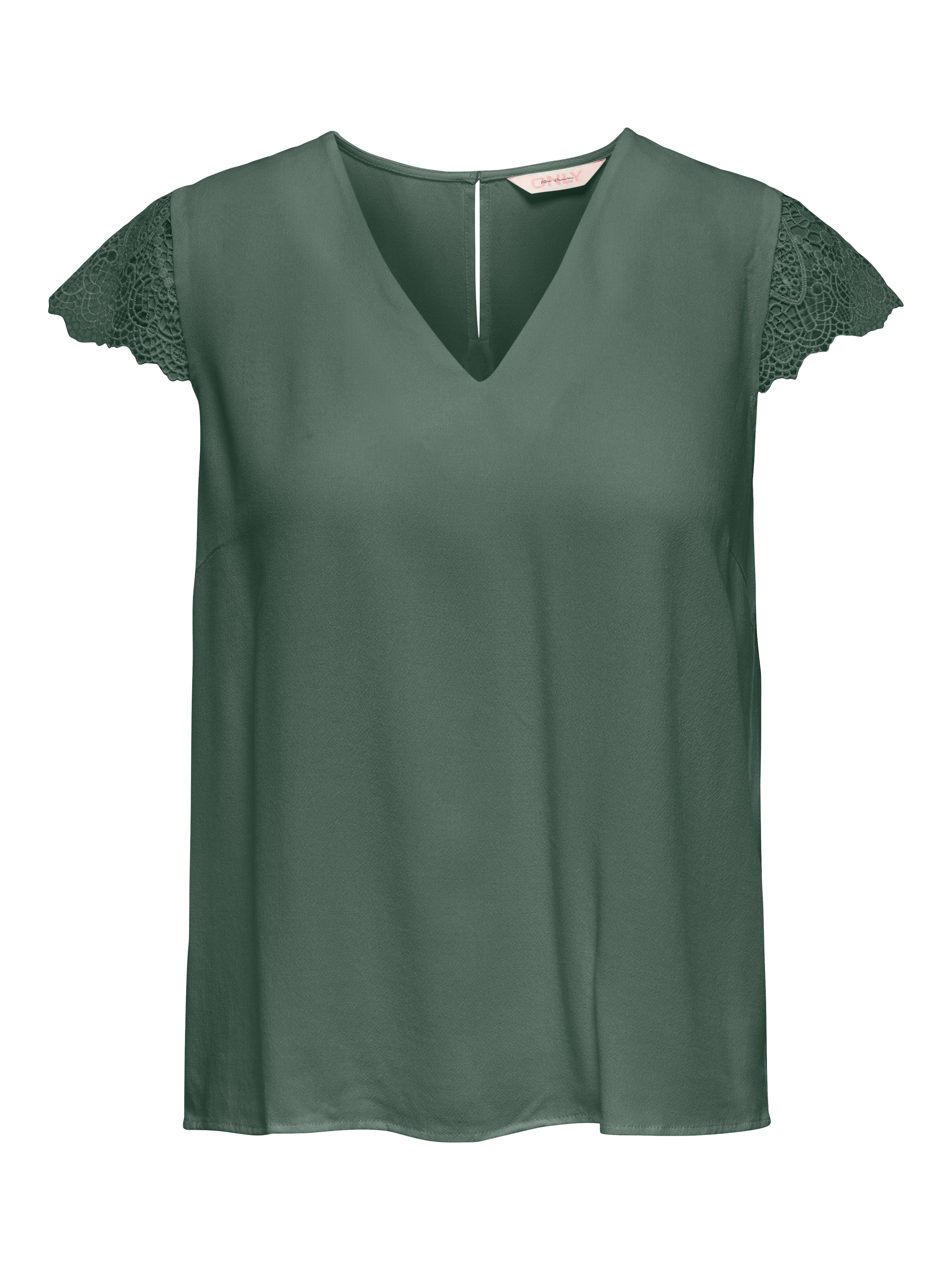 ONLY Blouse à manches courtes »ONLELVA-VIA S/S DETAIL TOP WVN CS FR« viscose, dentelle