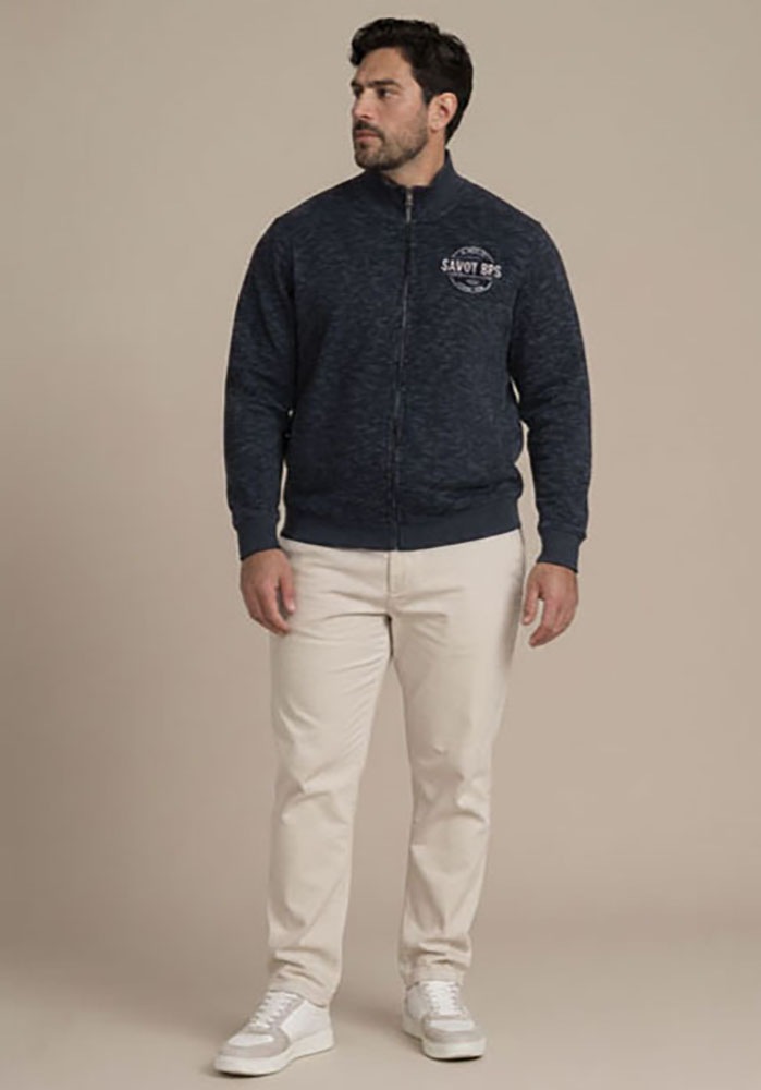 Man's World Plus Veste sweat avec fermeture éclair, longueur normale, en coton et polyester
