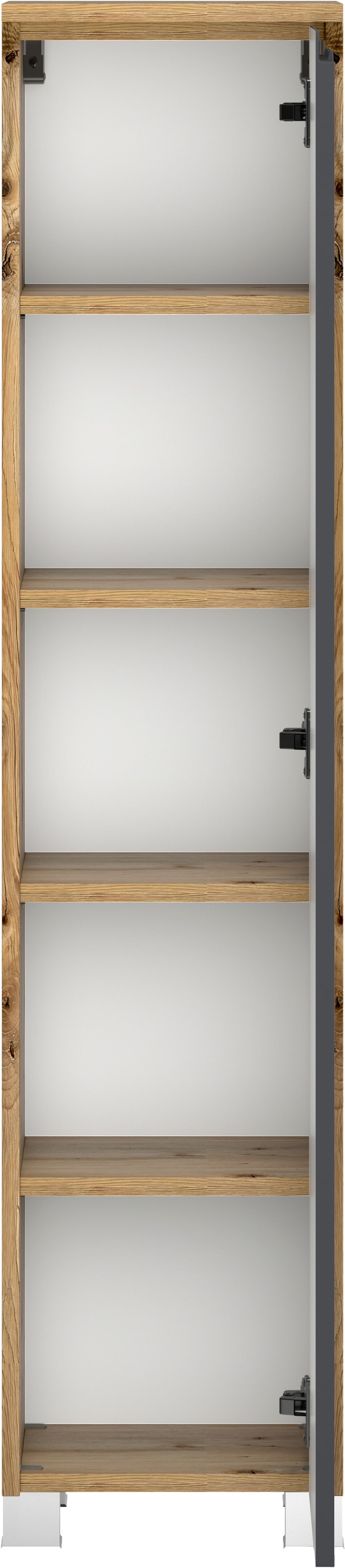 welltime Midischrank »CABO, gedämpfte Scharniere« matt grau, griffloses Design, reversibel