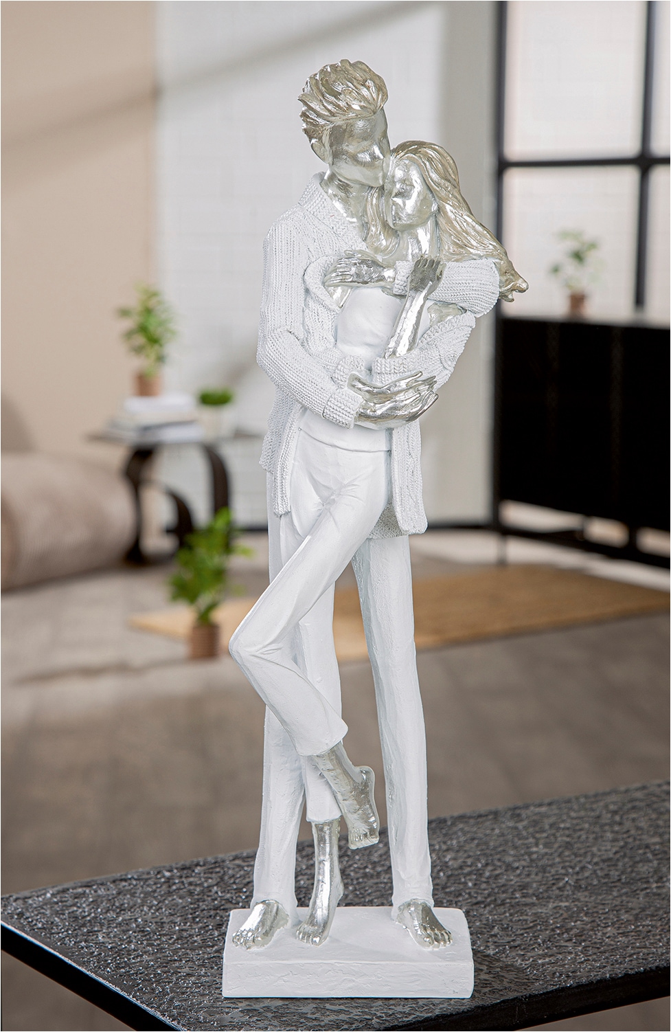 GILDE Skulptur »Skulptur Paar Gemeinsam weiss« Paarskulptur Partnersymbol Liebespaar Deko romantisch Dekoration