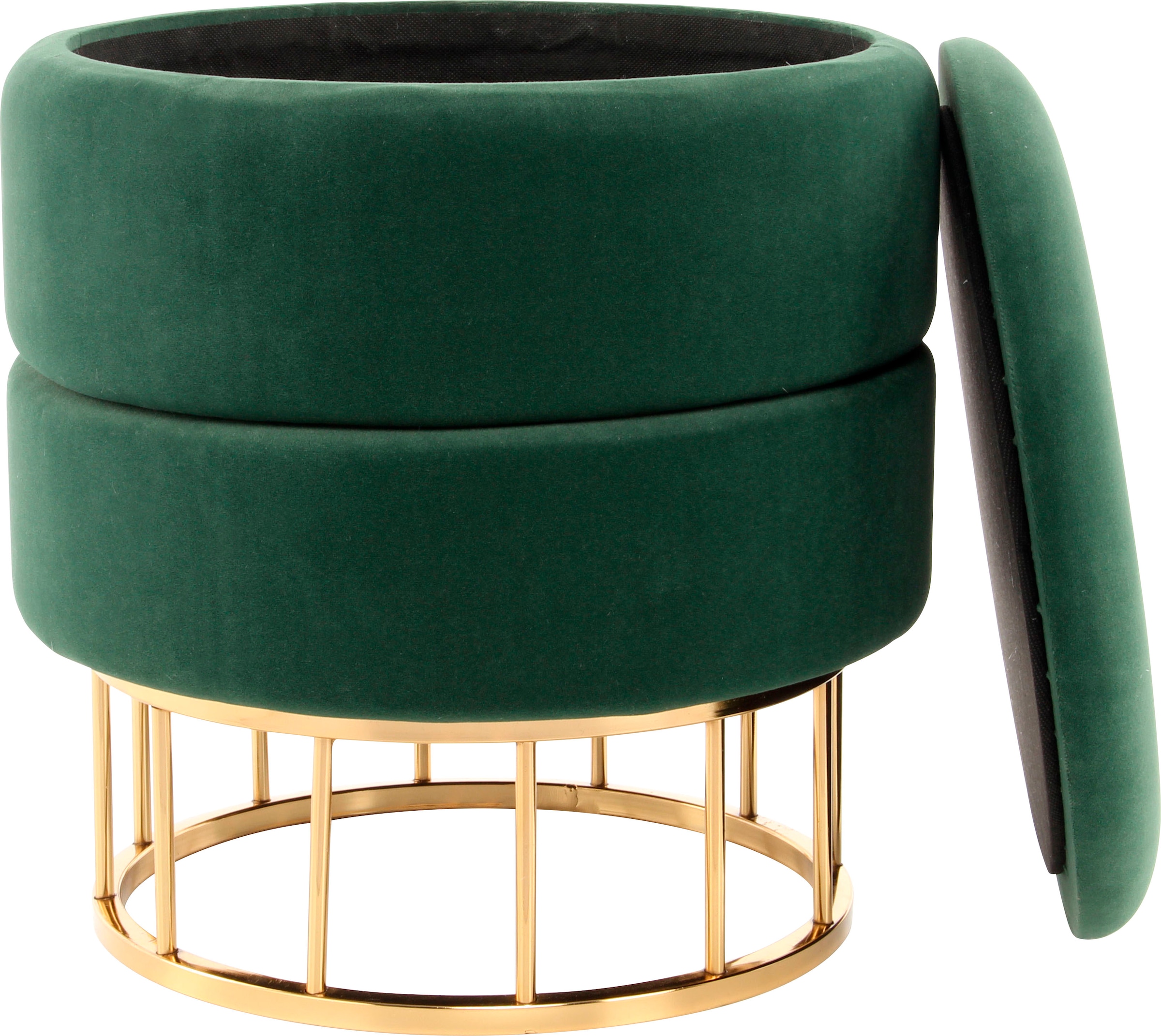 Kayoom Tabouret de rangement »Hocker Zero 525, Sitzhocker mit Komfort,runde, moderne Form« 1 cuis tlg. glamourös, elegant, mit Stauraum, Bezug aus samtweichem Stoff