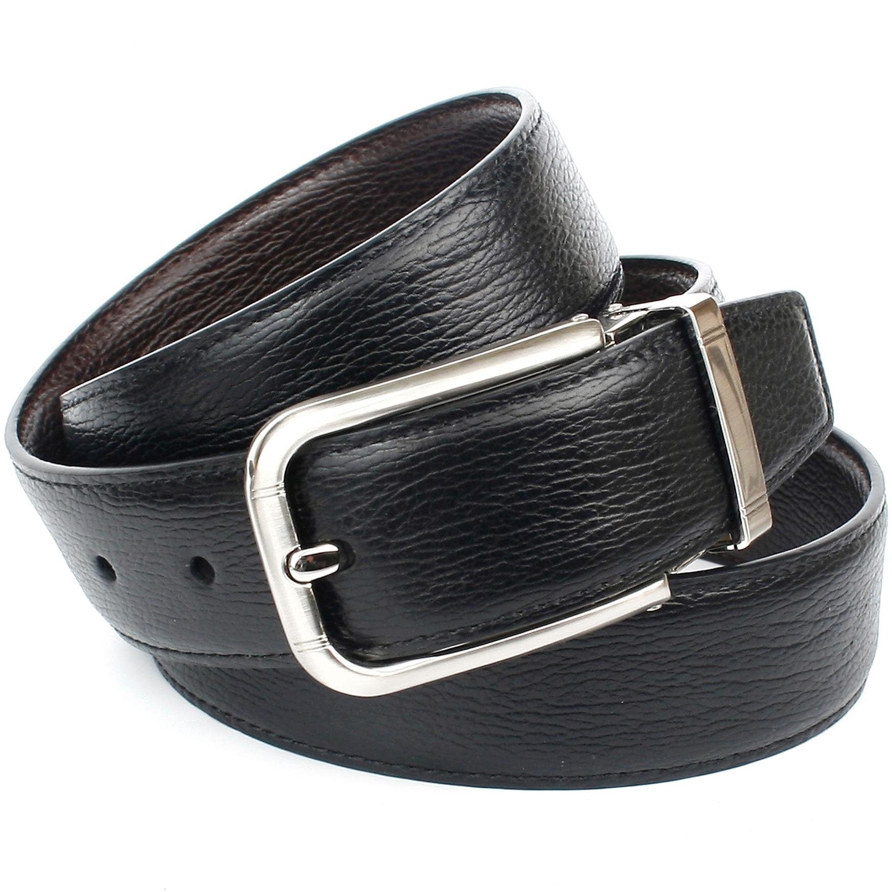 Anthoni Crown Ceinture en cuir Ceinture réversible brun foncé/noir