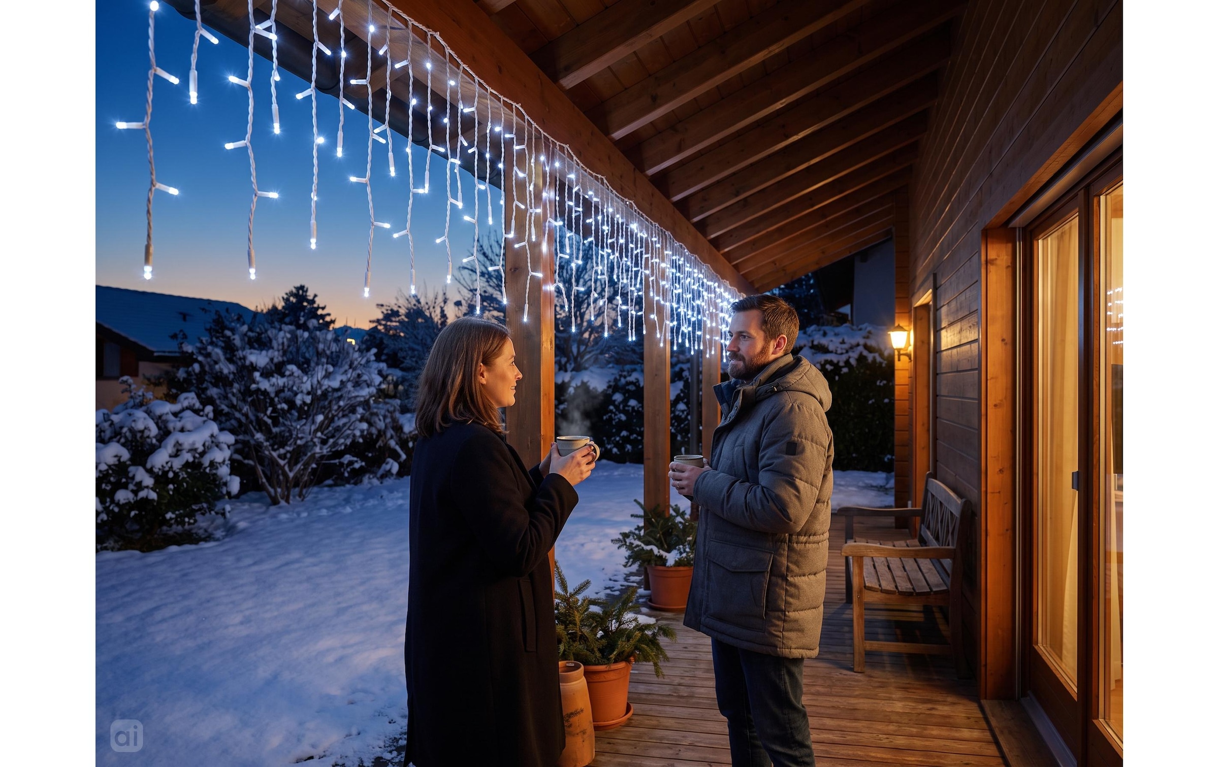 Cocon Guirlande lumineuse »Eiszapfen-Lichterkette, 480 LEDs Neutralweiss, 11.8 m«