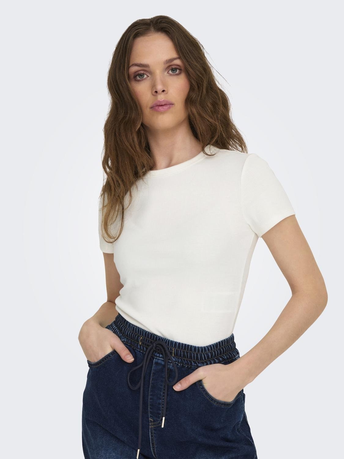 ONLY T-shirt à manches courtes »ONLEASY S/S TOP CS JRS 2 PACK« Packung, 2 cuis Baumwollmischung, regular fit, Rundhals