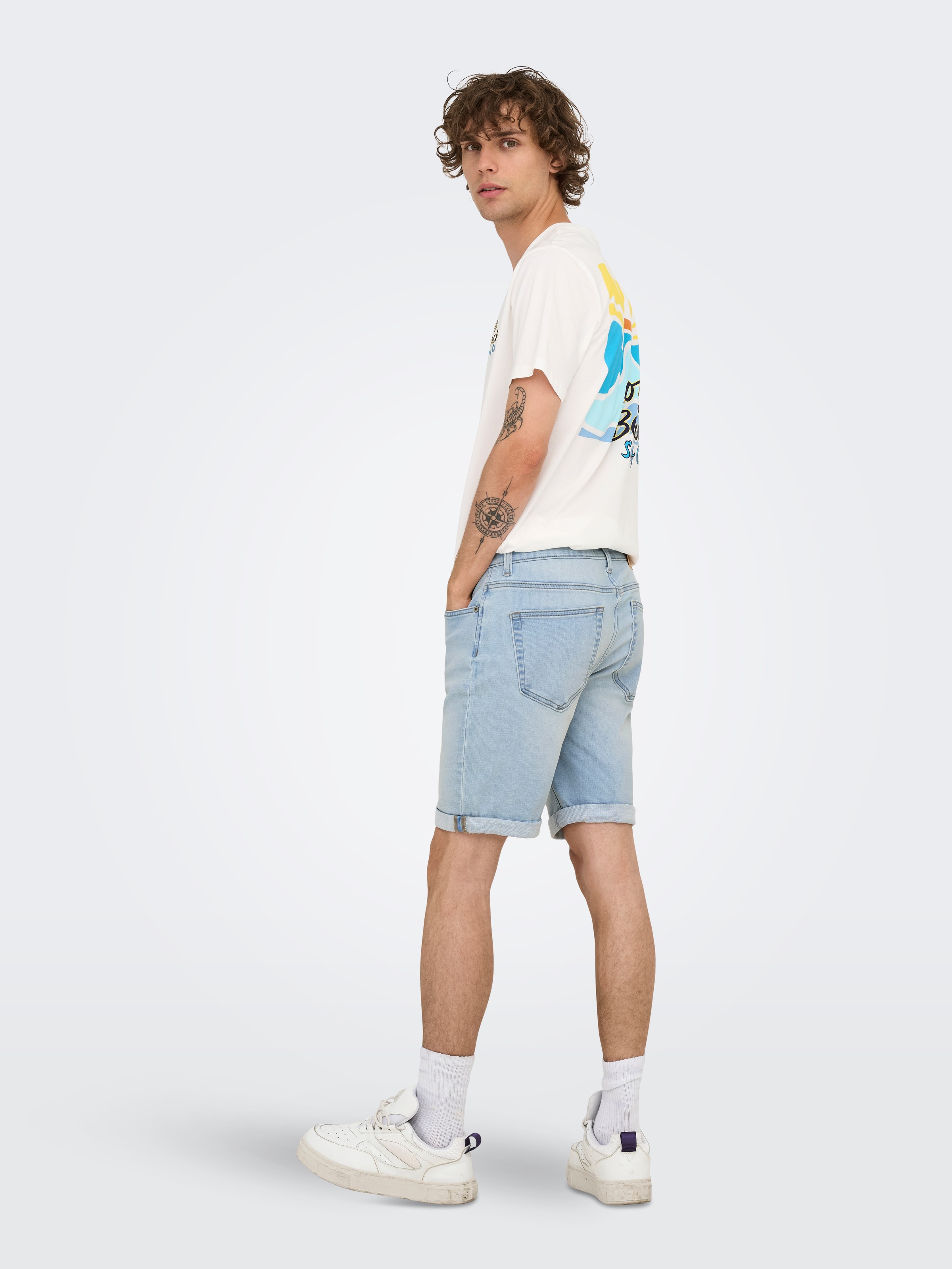 ONLY & SONS Jeansshorts »ONSPLY JOG LBD 0023 ANA DNM SHORTS NOOS« Baumwollmischung, regular fit