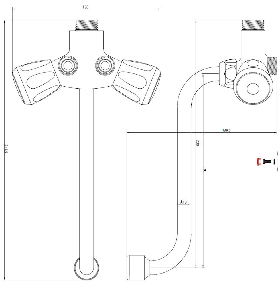 Schütte Spültischarmatur Niederdruckarmatur für 5-l-Boiler Übertischspeicher, für Wandmontage