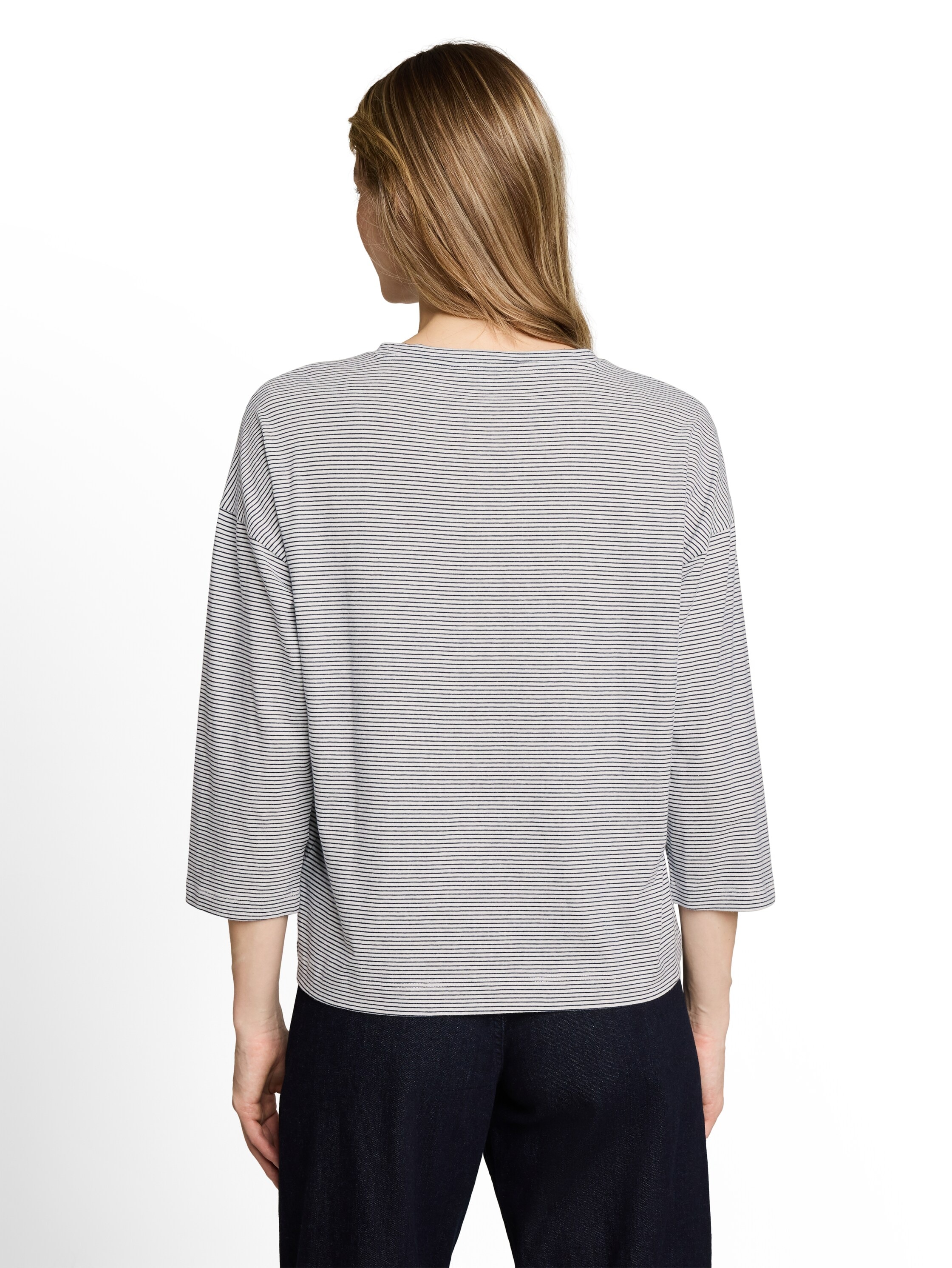 TOM TAILOR T-shirt à manches longues Broderie florale / motif rayé