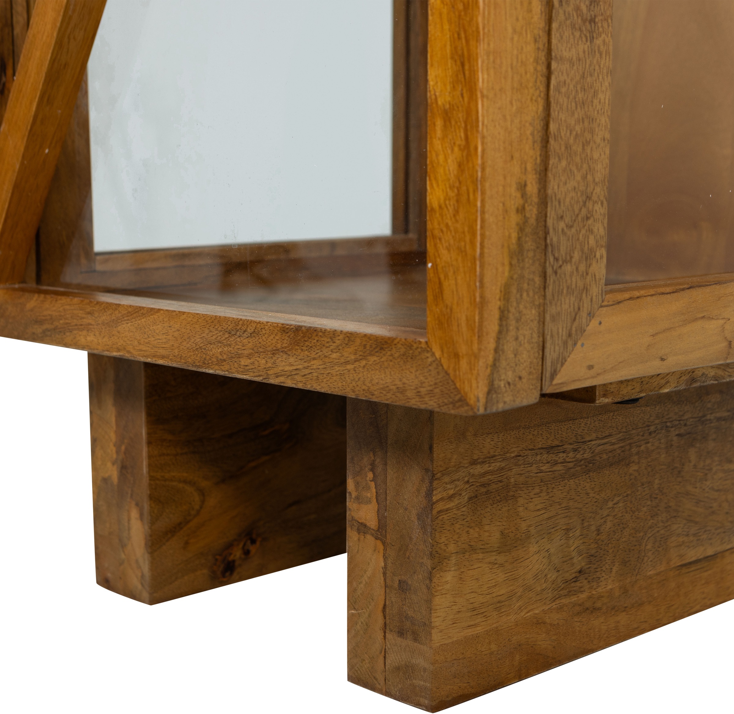 WOOOD Vitrines »Kella Mangoholz mit Glastüren und Glaseinlegeböden 40 x 39 x 137 cm« Capacité de charge 5–7 kg par tablette en verre, fixation murale recommandée