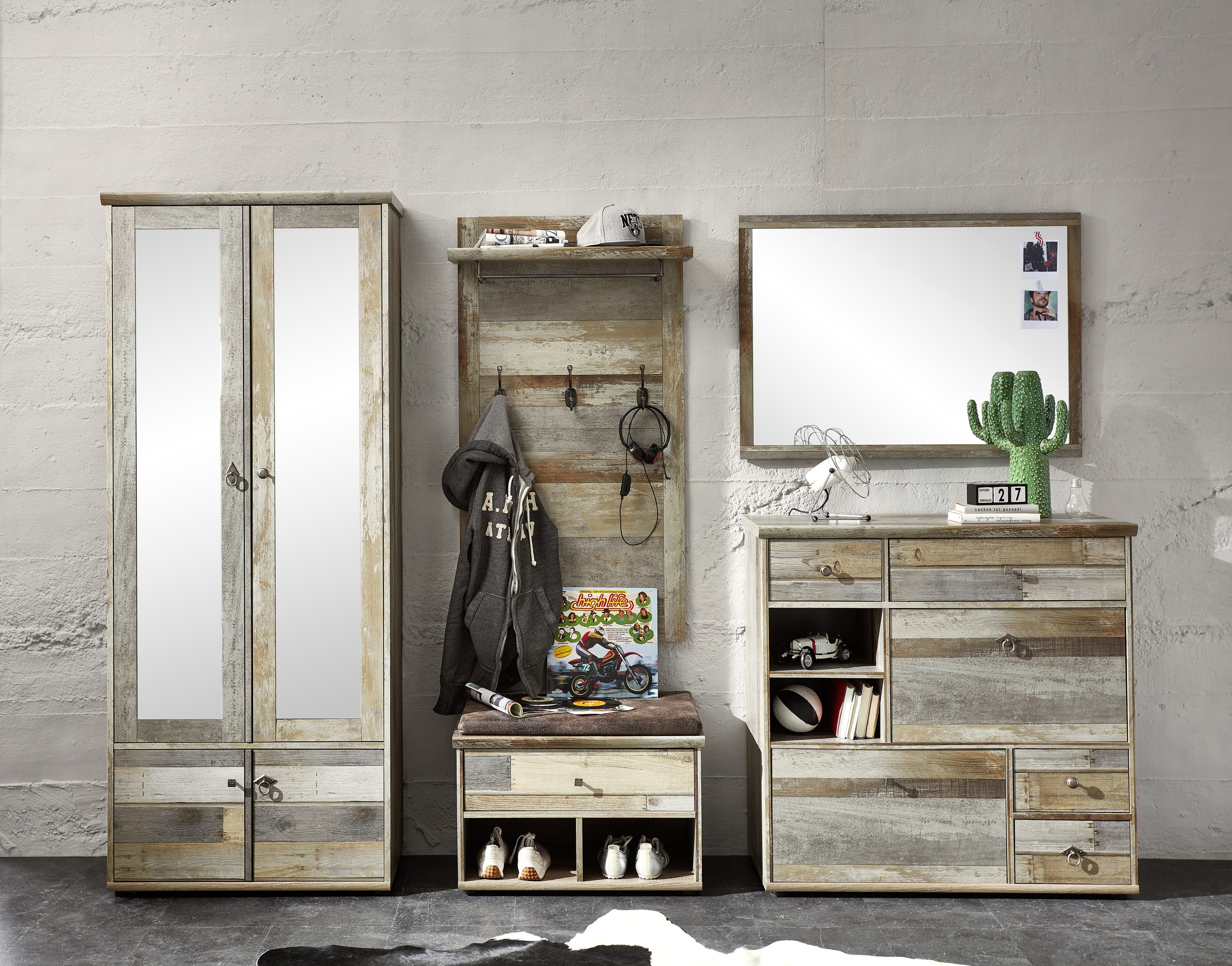 Innostyle Schuhbank »BONANZA« 1 Stk. tlg. 2 Fächer, 1 breite Schublade, abnehmbares Sitzkissen