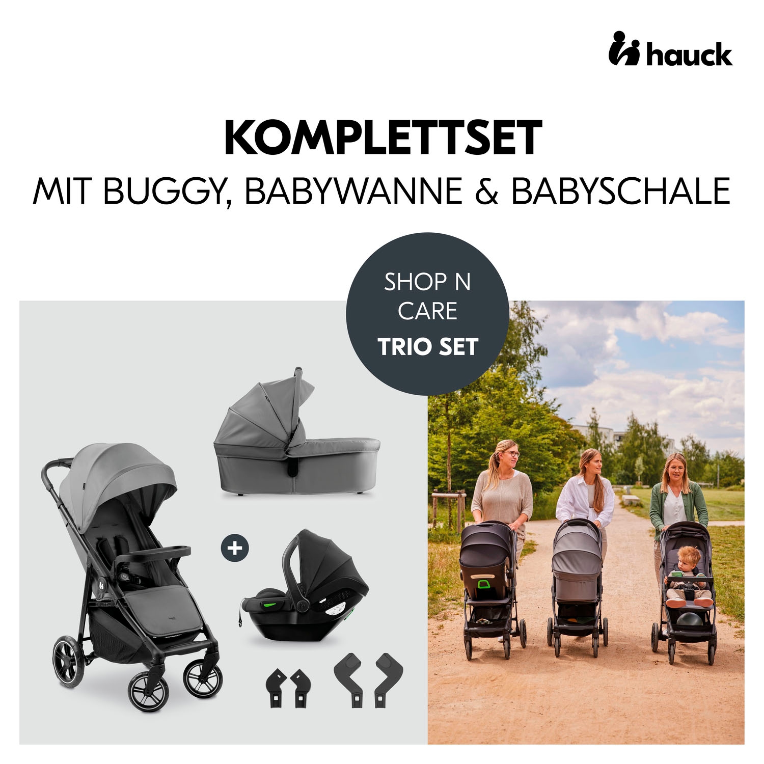 Hauck Poussette pour enfants »Shop N Care Trio Set« inkl. Babyschale, Babywanne und Adapter
