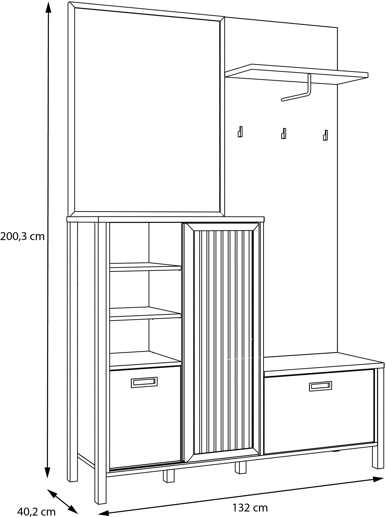 FORTE Vestiaire compact »Jytana« Garde-robe compacte, espace de rangement, aspect lamelles, couleur tendance