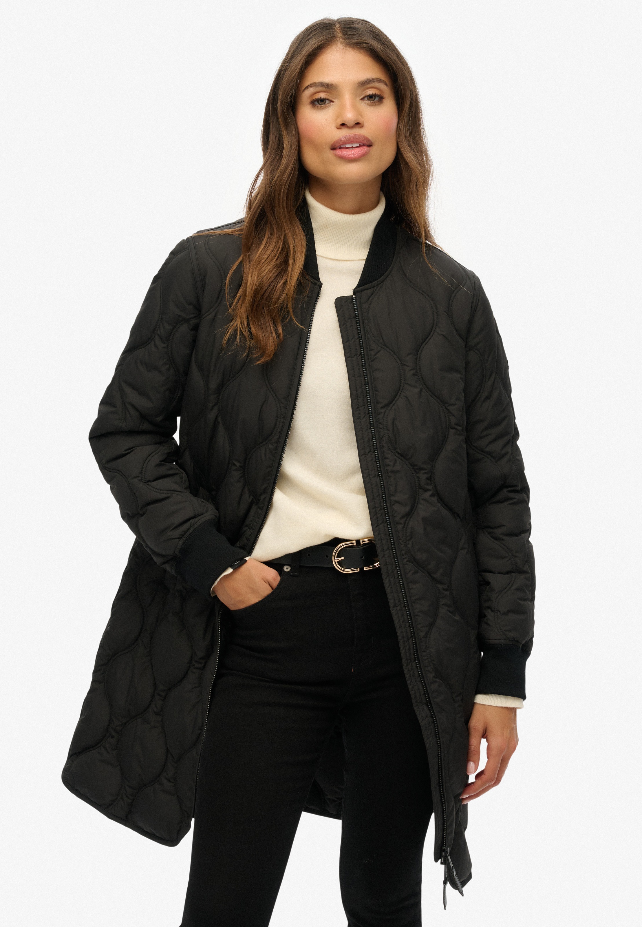 Superdry Steppjacke »LONG QUILTED LINER JACKET« ohne Kapuze