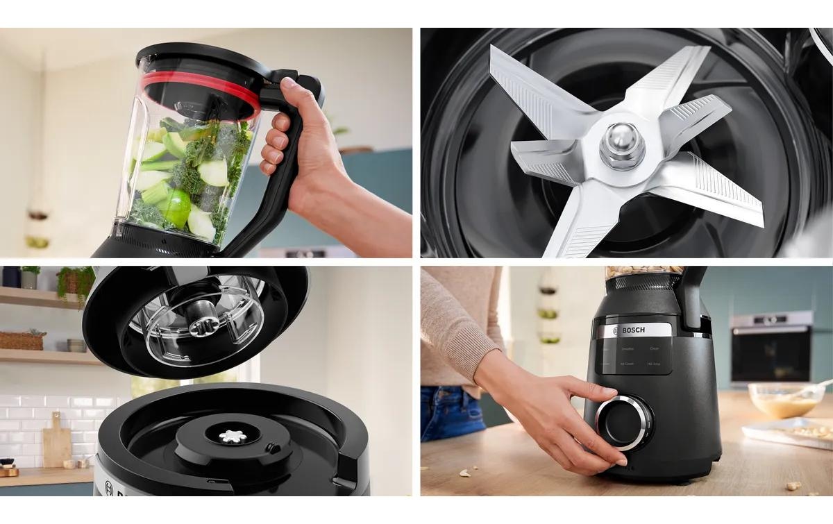 BOSCH Mixeur sur pied »VitaPower Serie 6  MMBD665B1, Hochleistungsmixer, 45.000 rpm, schwarz« 1800 W 2l, 6 Automatikprogramme inkl heisse Suppe, Stopfer, Sicherheitsdeckel