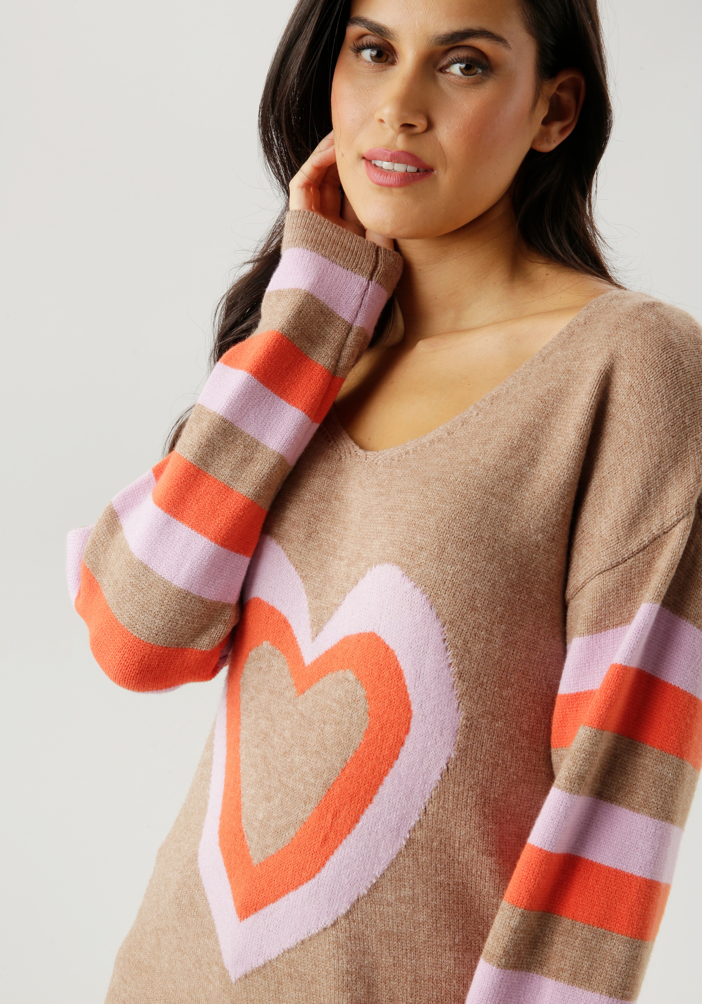 Aniston SELECTED Strickpullover mit eingestrickten Herzen - NEUE KOLLEKTION