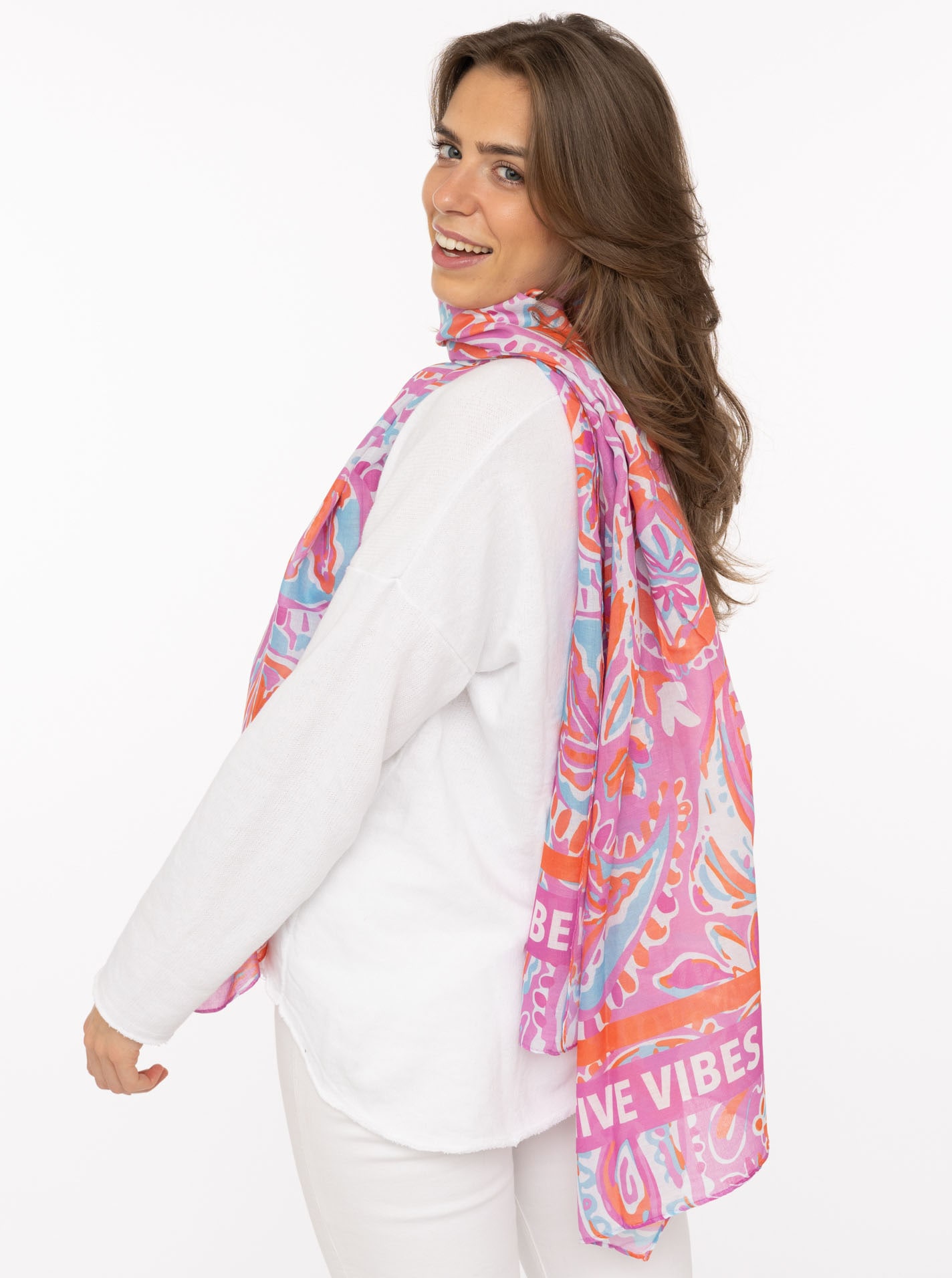 Zwillingsherz Modeschal »"Paisley"« transparent, aquarell Print, Schriftzug