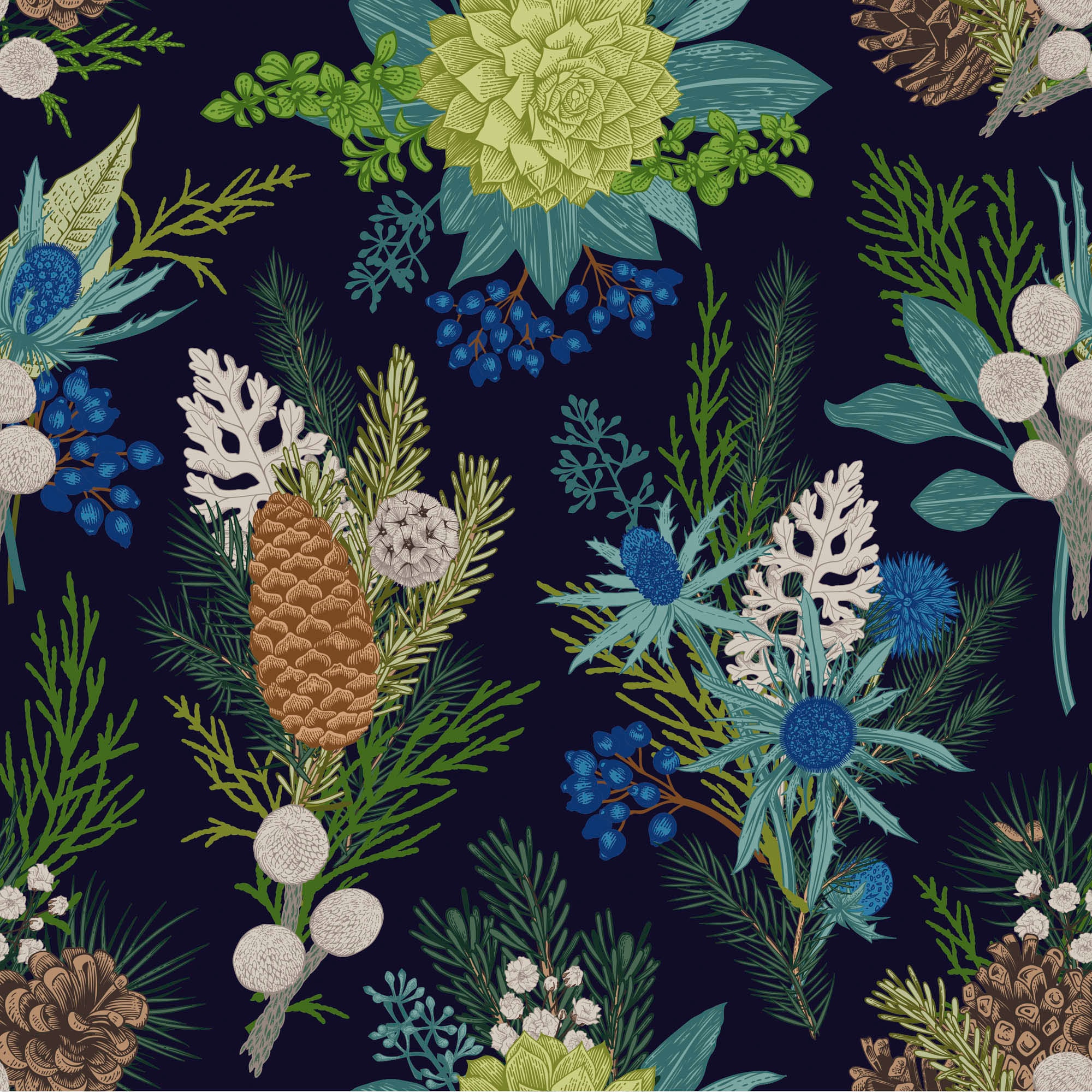 queence Dekokissen »Camilla« Kissenhülle,Blumen,Pflanzen,Tannenzapfen,Naturmotiv,Botanisch