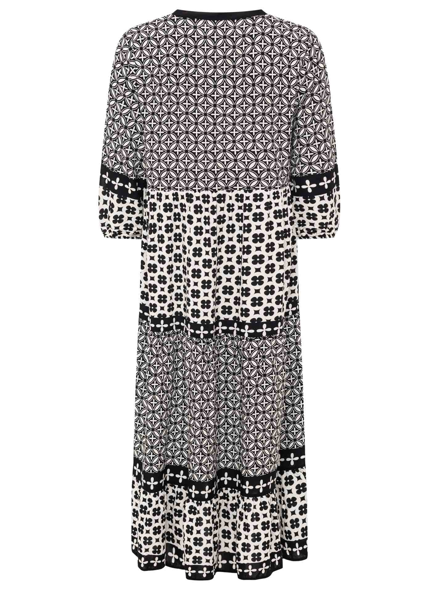 Zwillingsherz Maxi robe »"Geometric"« Ornamentmustermix, Knopfleiste, 3/4 Arm