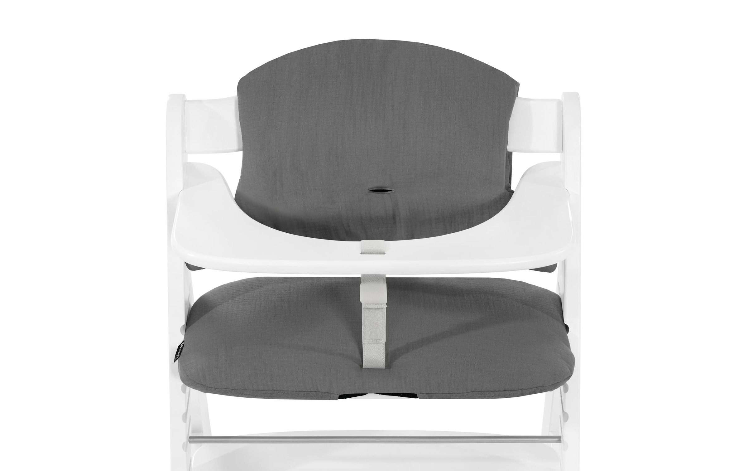 Hauck Housse de siège pour enfant »Highchair Pad Select Muslin, dark Grey« pour les chaises hautes en bois hauck Alpha+, Beta+ et Arketa