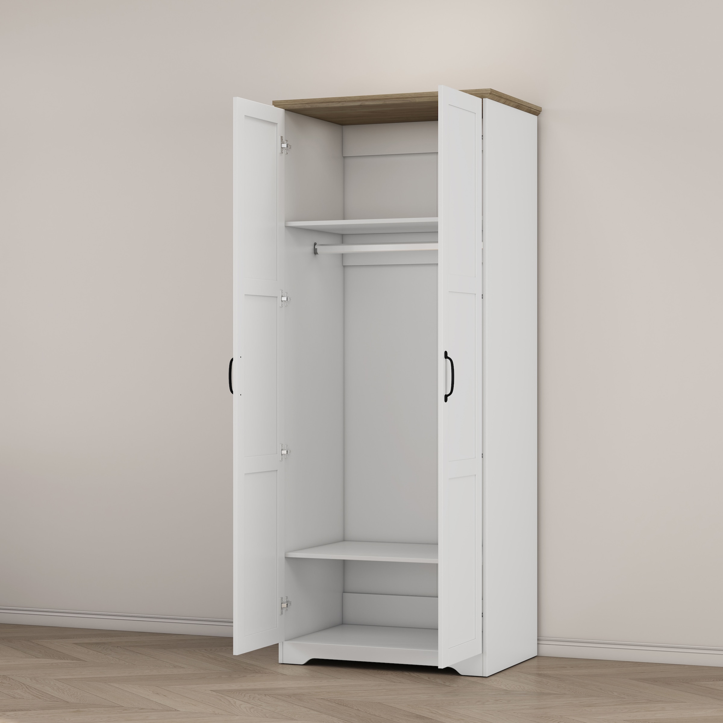 GOODproduct Armoires à vêtements »Emmilia Schrank Schlafzimmerschrank im Landhaus Design« Landhaus Schrank mit  2 Türen in Breite 82,7cm, Höhe 2m