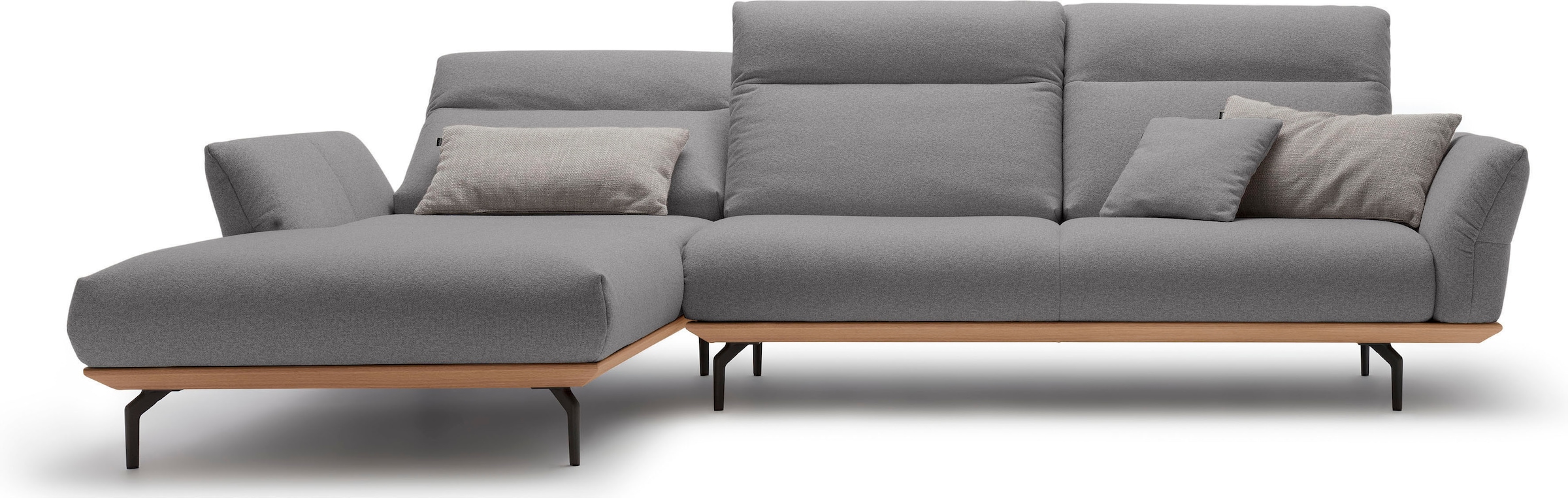 Creation BY ROLF BENZ Canapé d'angle »CR.460 Design-Sofa, verstellbare Rückenlehne, L-Form« Socle en chêne, pieds d'angle en gris ombre, largeur 318 cm
