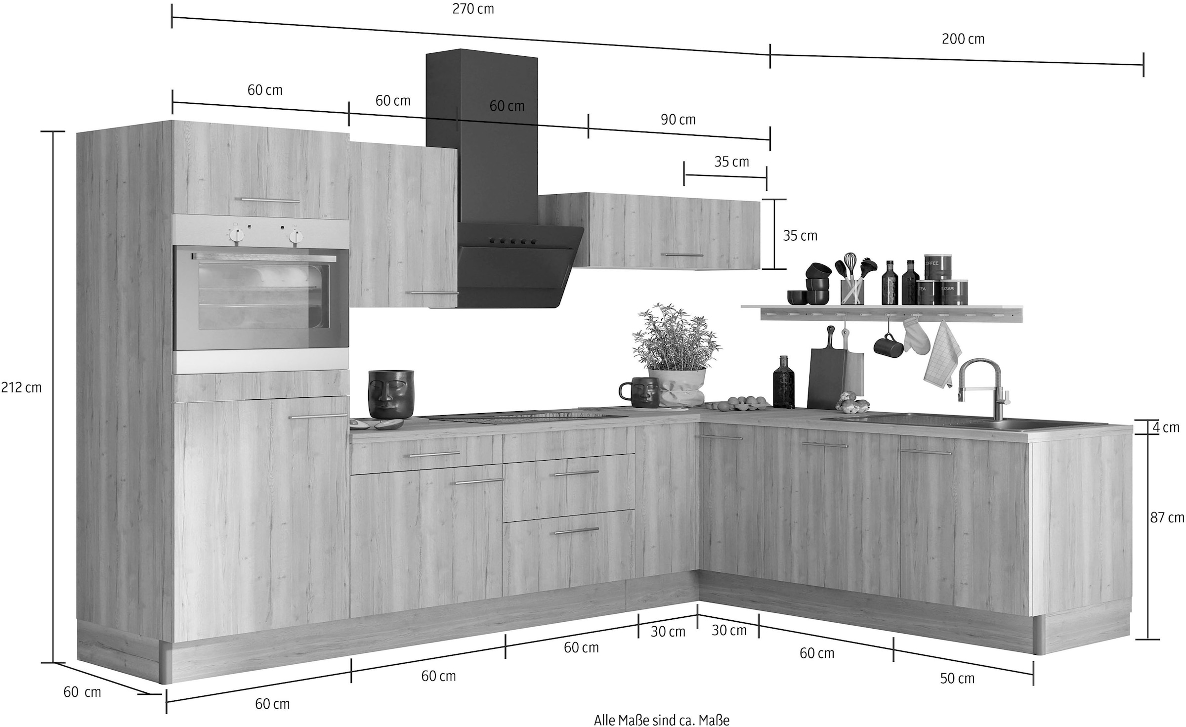 OPTIFIT Cuisine »Klara« 270 x 200 cm breit, wahlweise mit E-Geräten